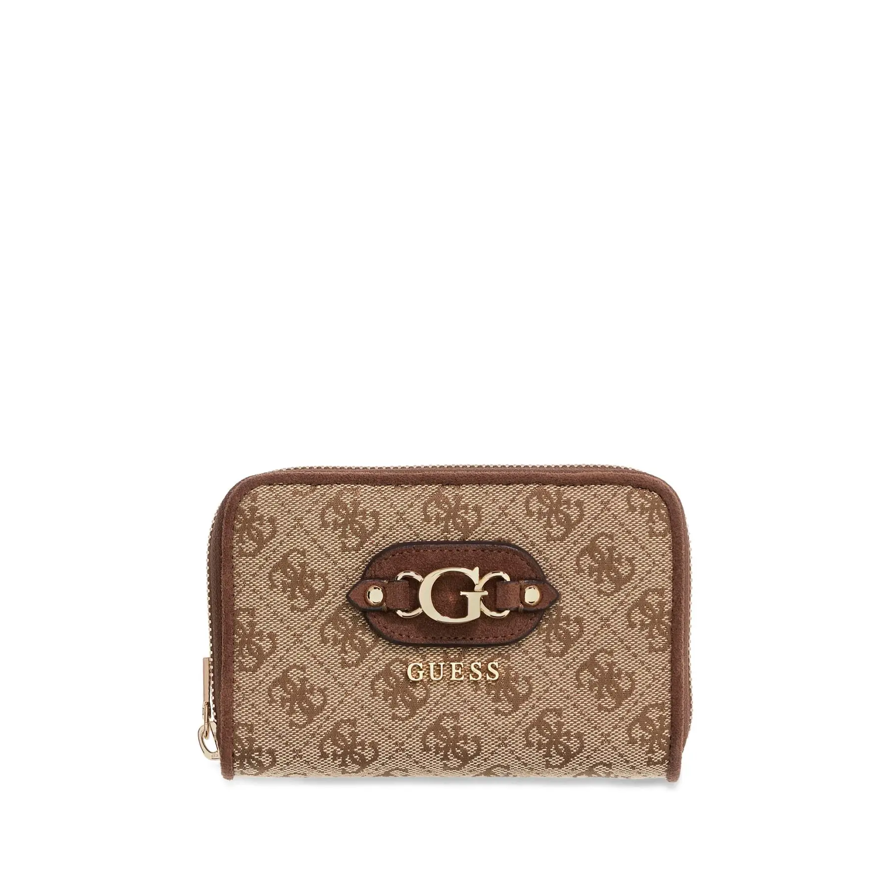 GUESS Samantha Medium Zip Around Dames Portemonnee - Latte Logo/Brown