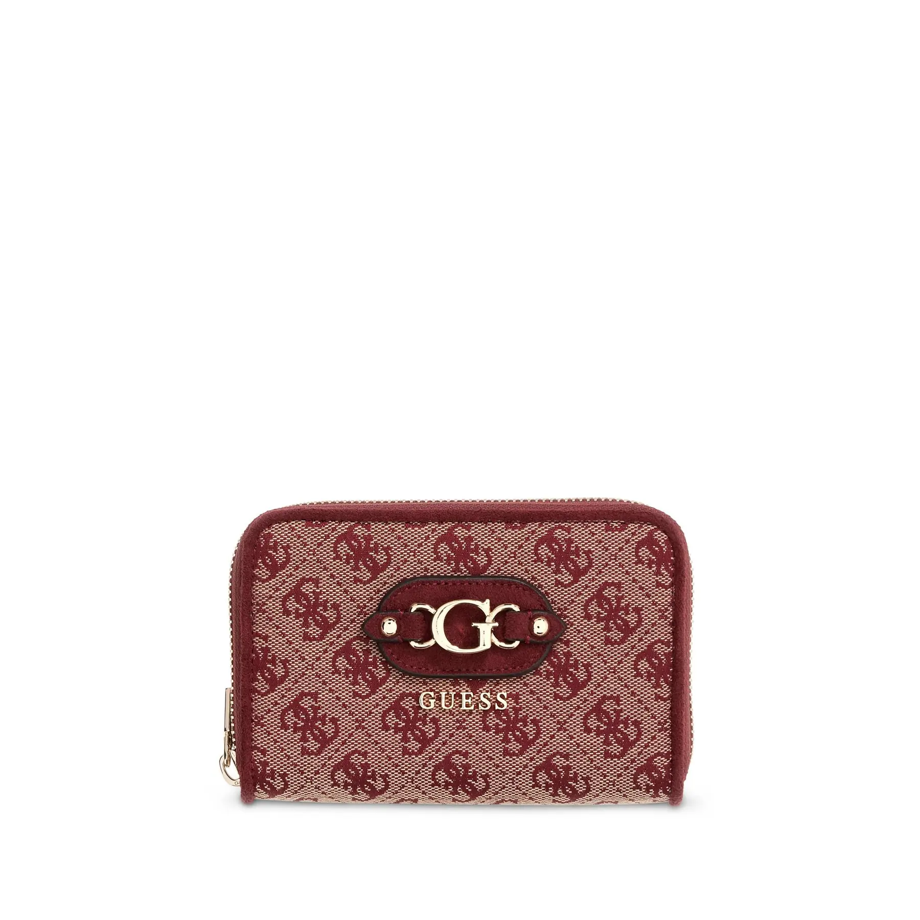 GUESS portemonnee Samantha SLG Medium Zip Around Wallet Merlot Logo wijnrood