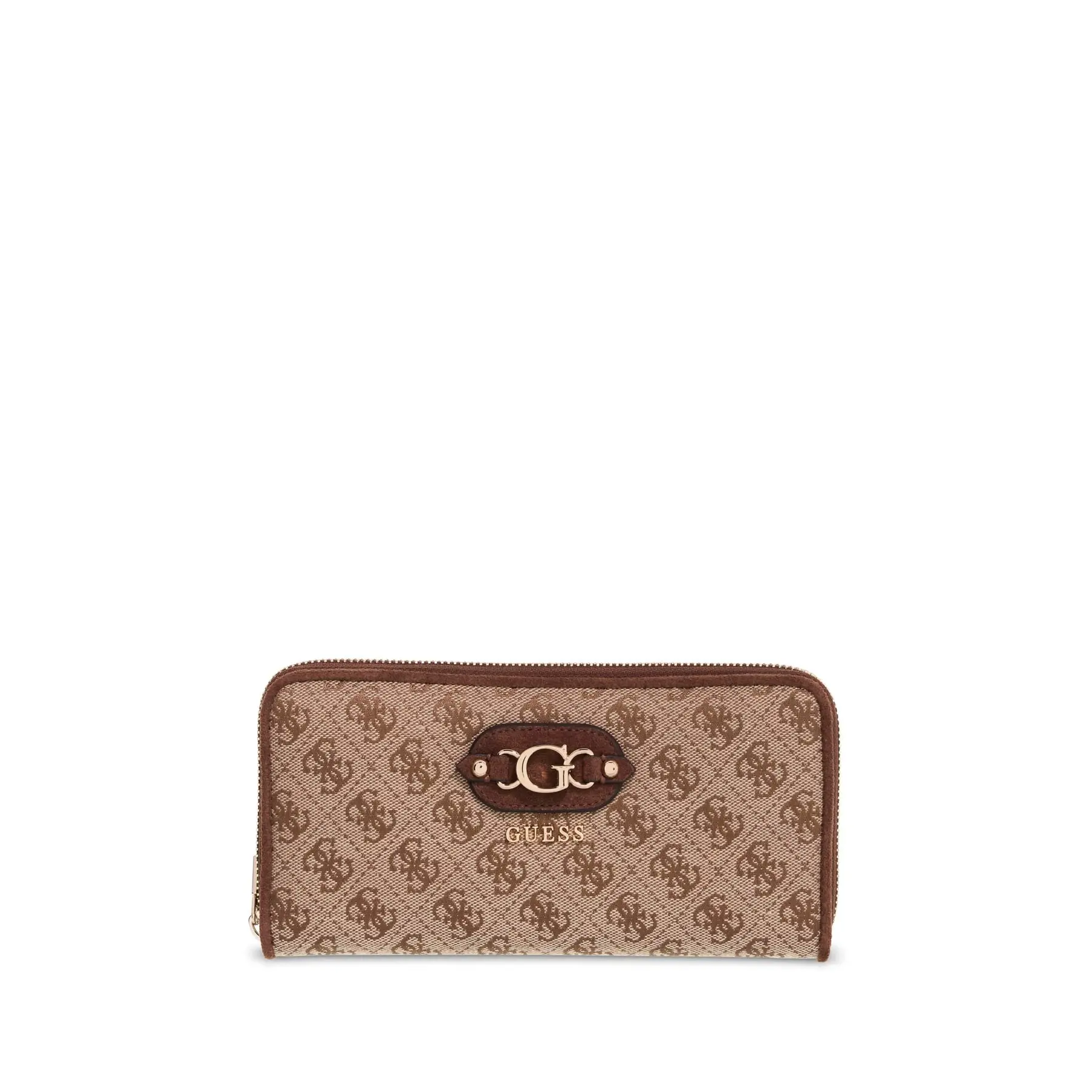 GUESS Samantha Large Zip Around Dames Portemonnee - Latte Logo/Brown