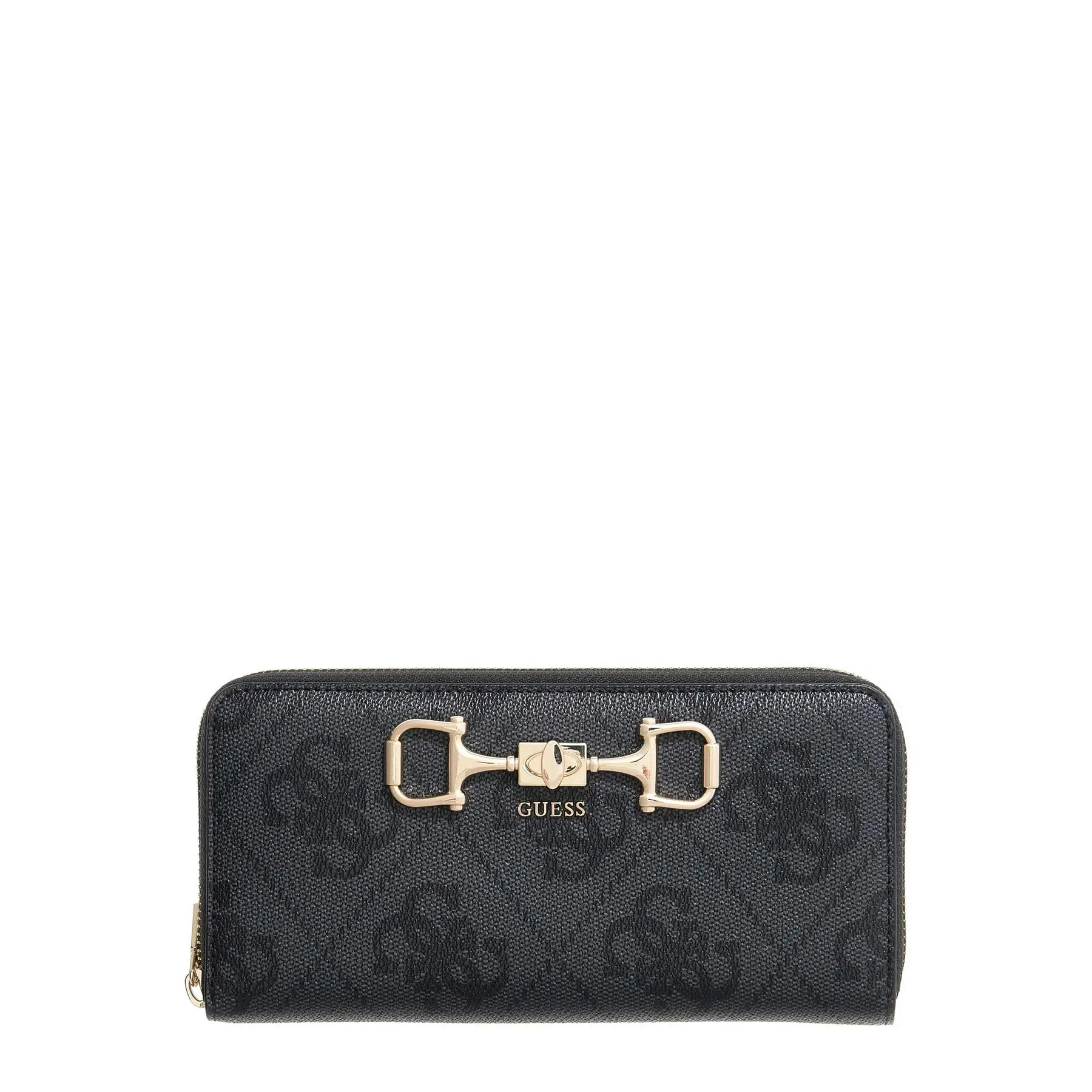 Guess Donna Beige Portafoglio Grande Con Zip Janie Logo