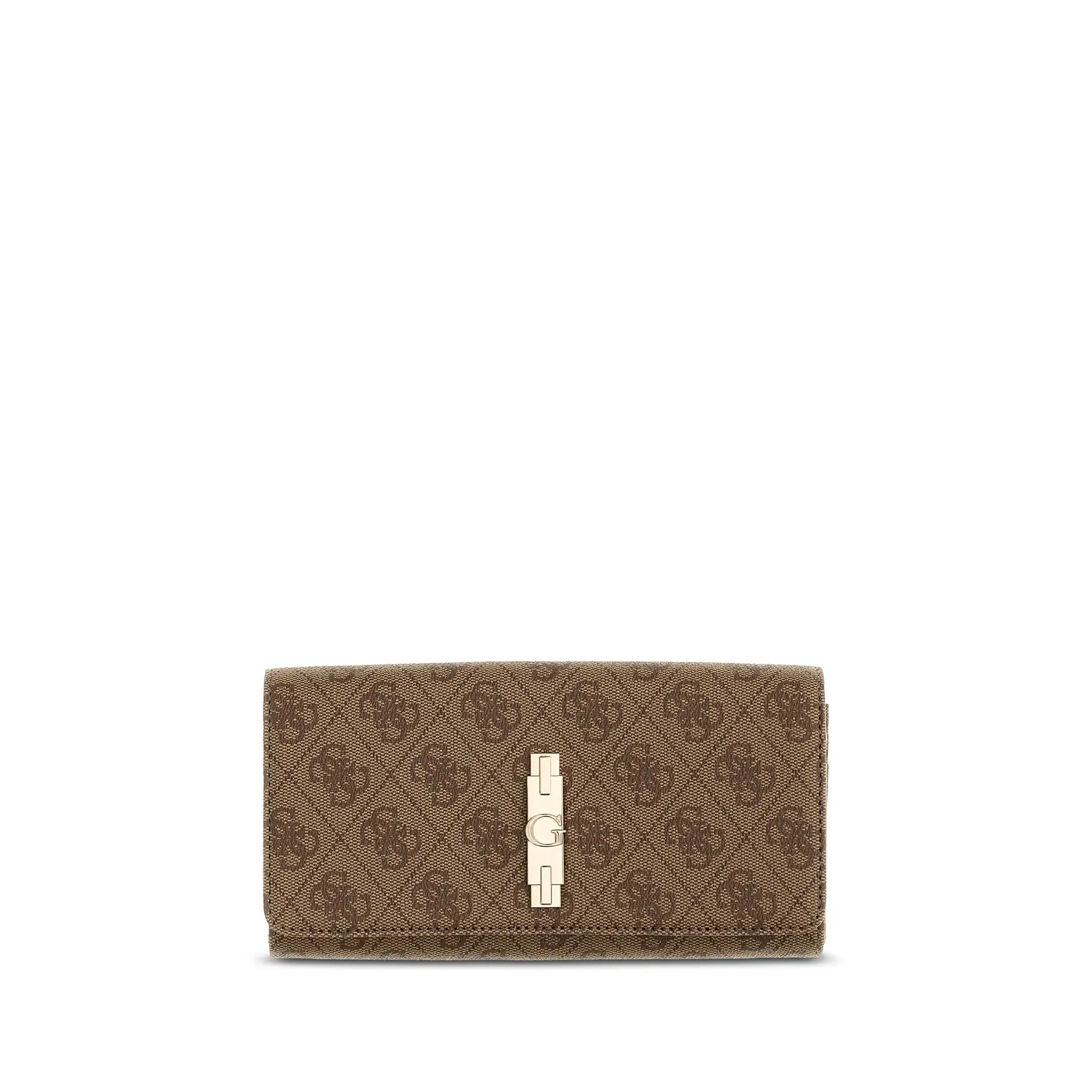 GUESS portemonnee Yvonne Logo SLG Flap Organizer Latte Logo Lichtbruin