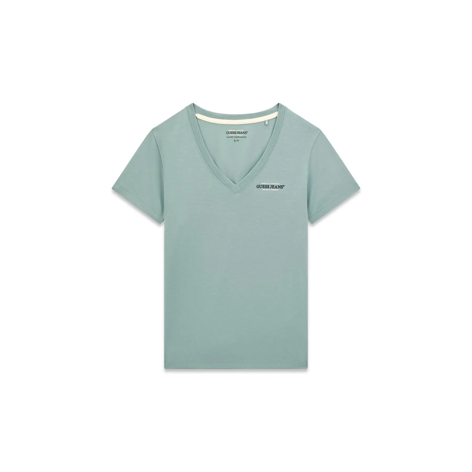 Women's V-neck T-shirt Guess Slim Mini America