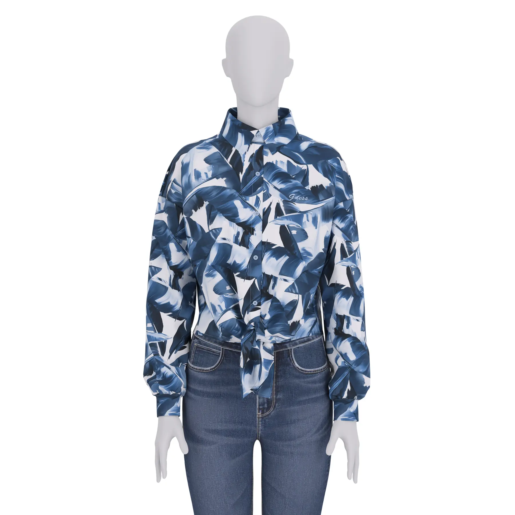 7625826017433 - Langarmbluse mit Knoten für Damen Guess