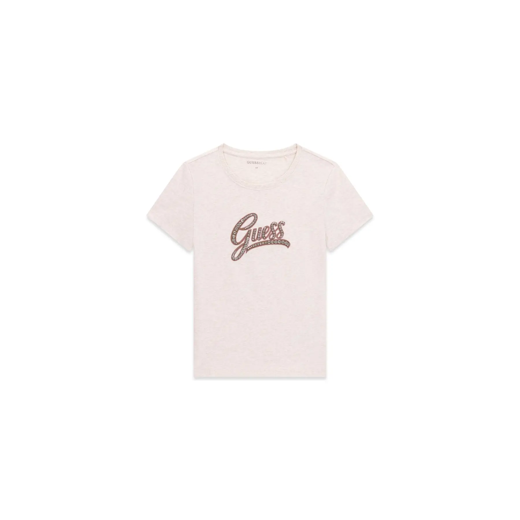 Ronde Hals Geborduurde T-shirt Dames Guess Script Logo 3D