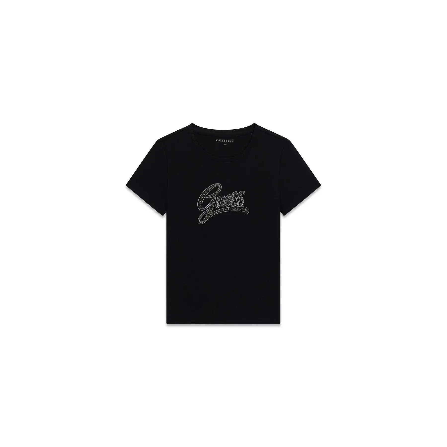 Ronde Hals Geborduurde T-shirt Dames Guess Script Logo 3D