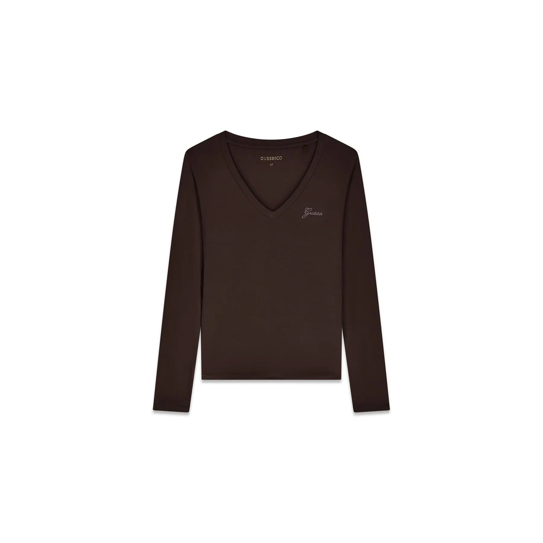 Langarmshirt mit V-Ausschnitt und Mini-Logo für Frauen Guess