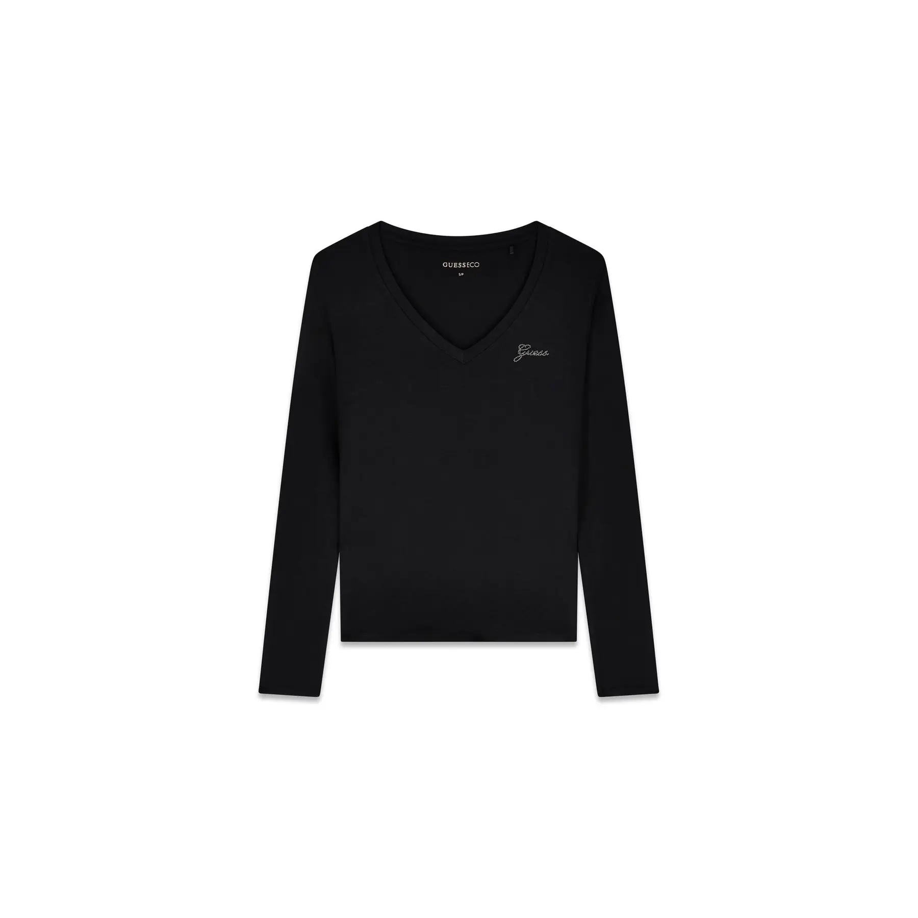 Langarmshirt mit V-Ausschnitt und Mini-Logo für Frauen Guess