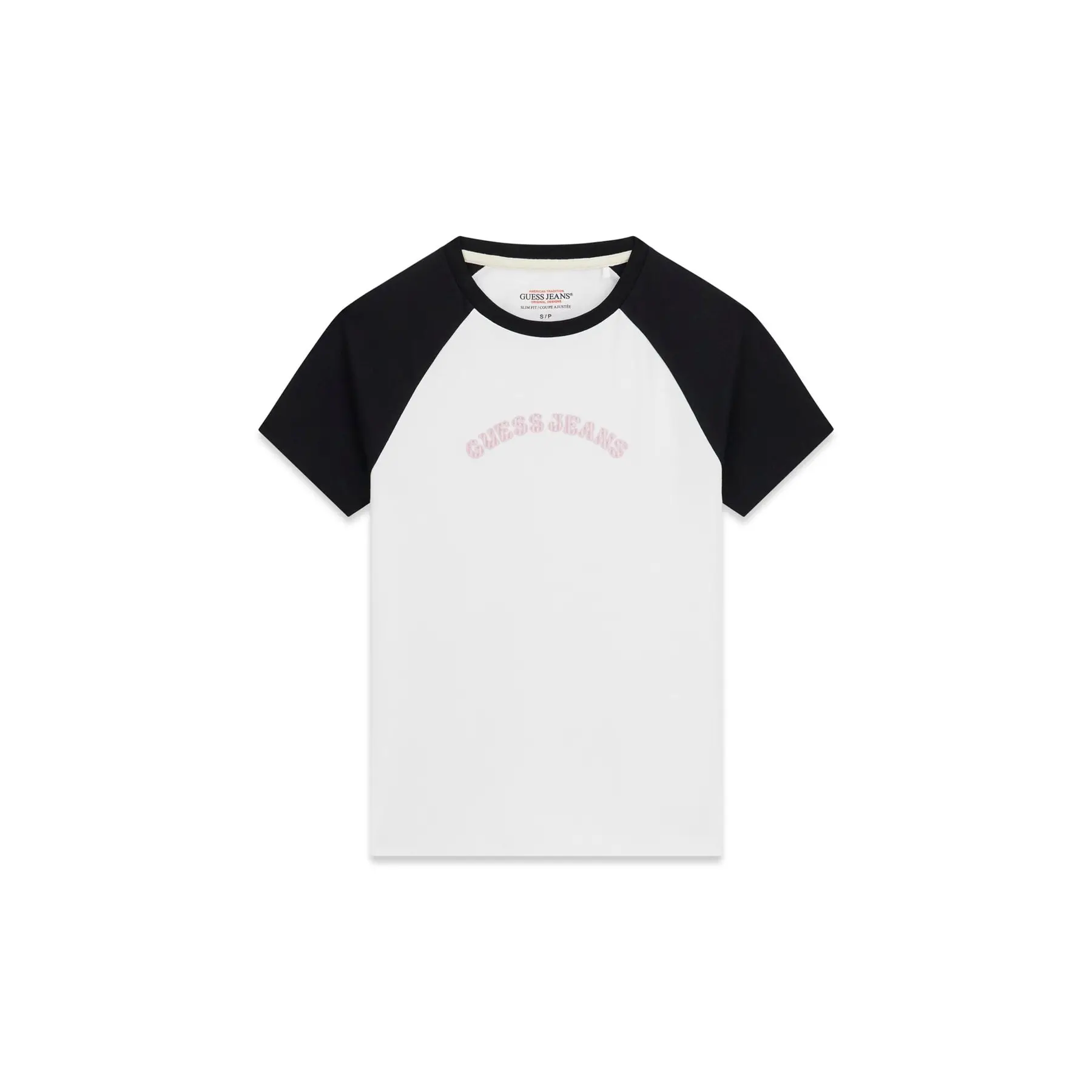 Guess Women's Blanc T-Shirt Slim Raglan Piping