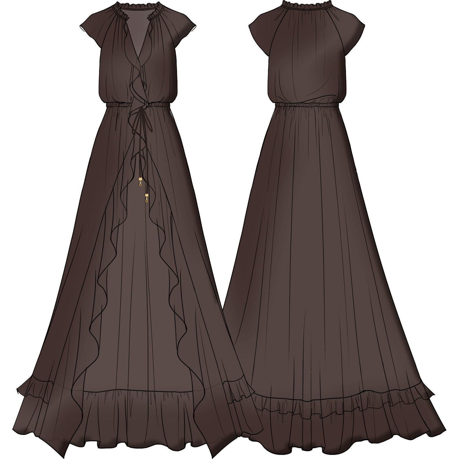 Abito lungo con volant donna  Maelys