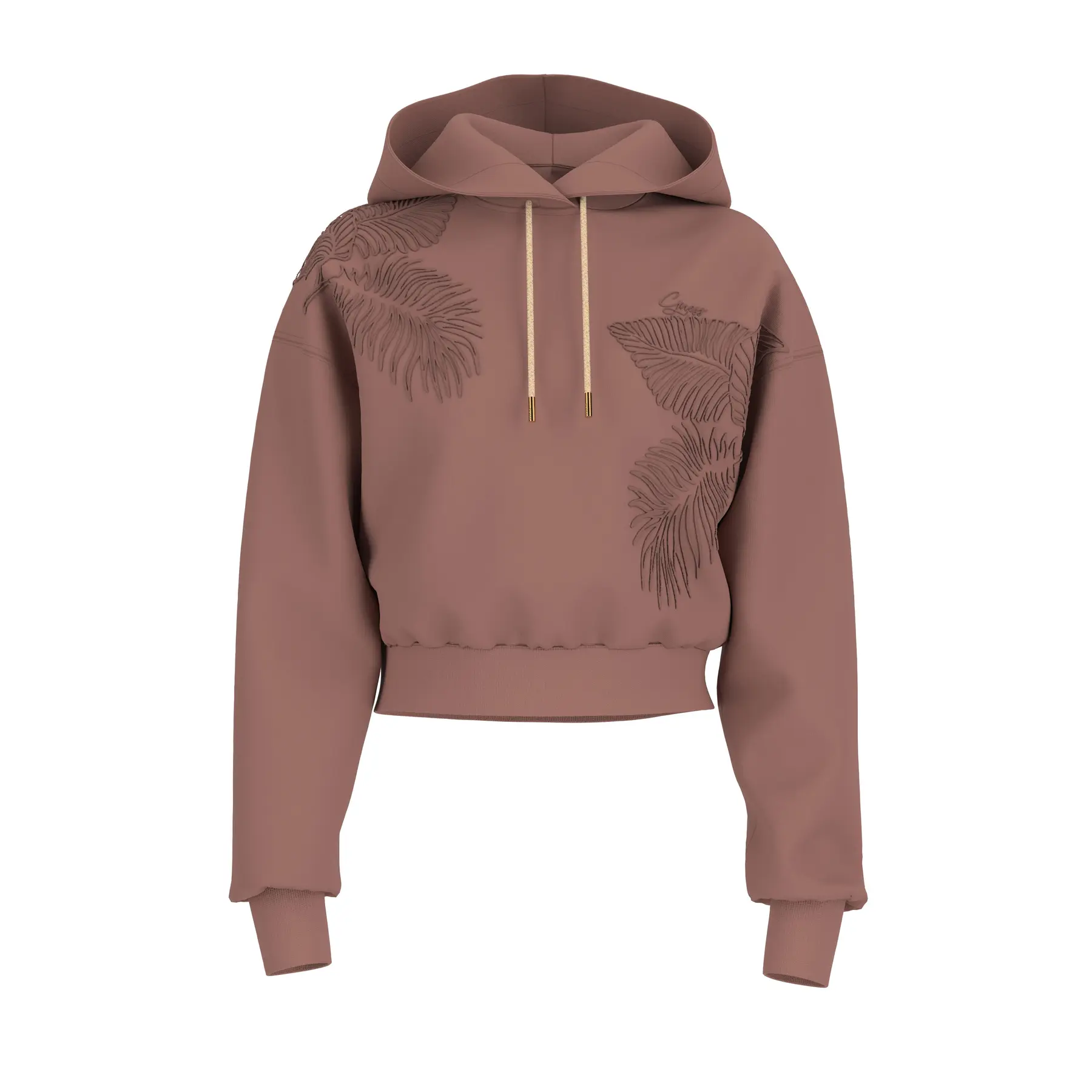 Image of Cropped-Hoodie , Damen Guess Leaves