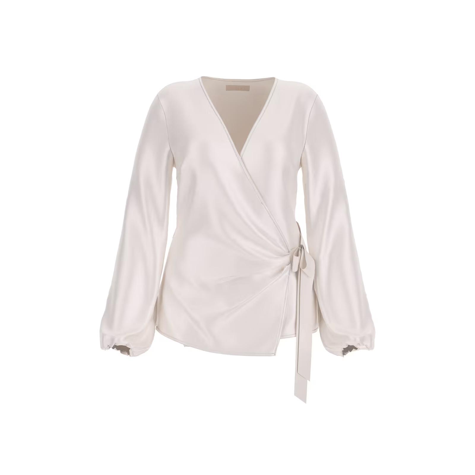 7621235246648 - Satin Wickelbluse mit langen Ärmeln für Damen Ava