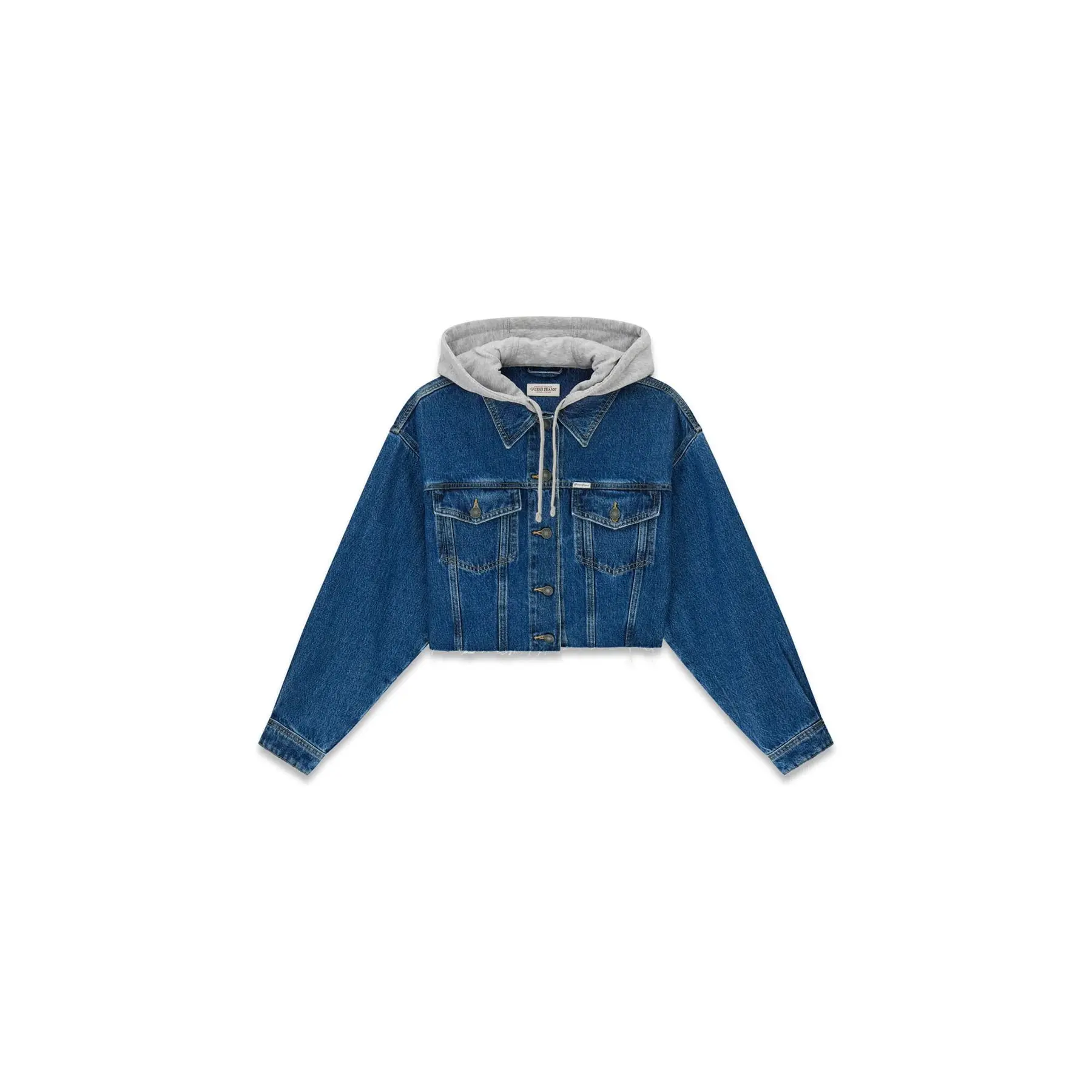 Kurze Damen Jeansjacke mit Kapuze Guess