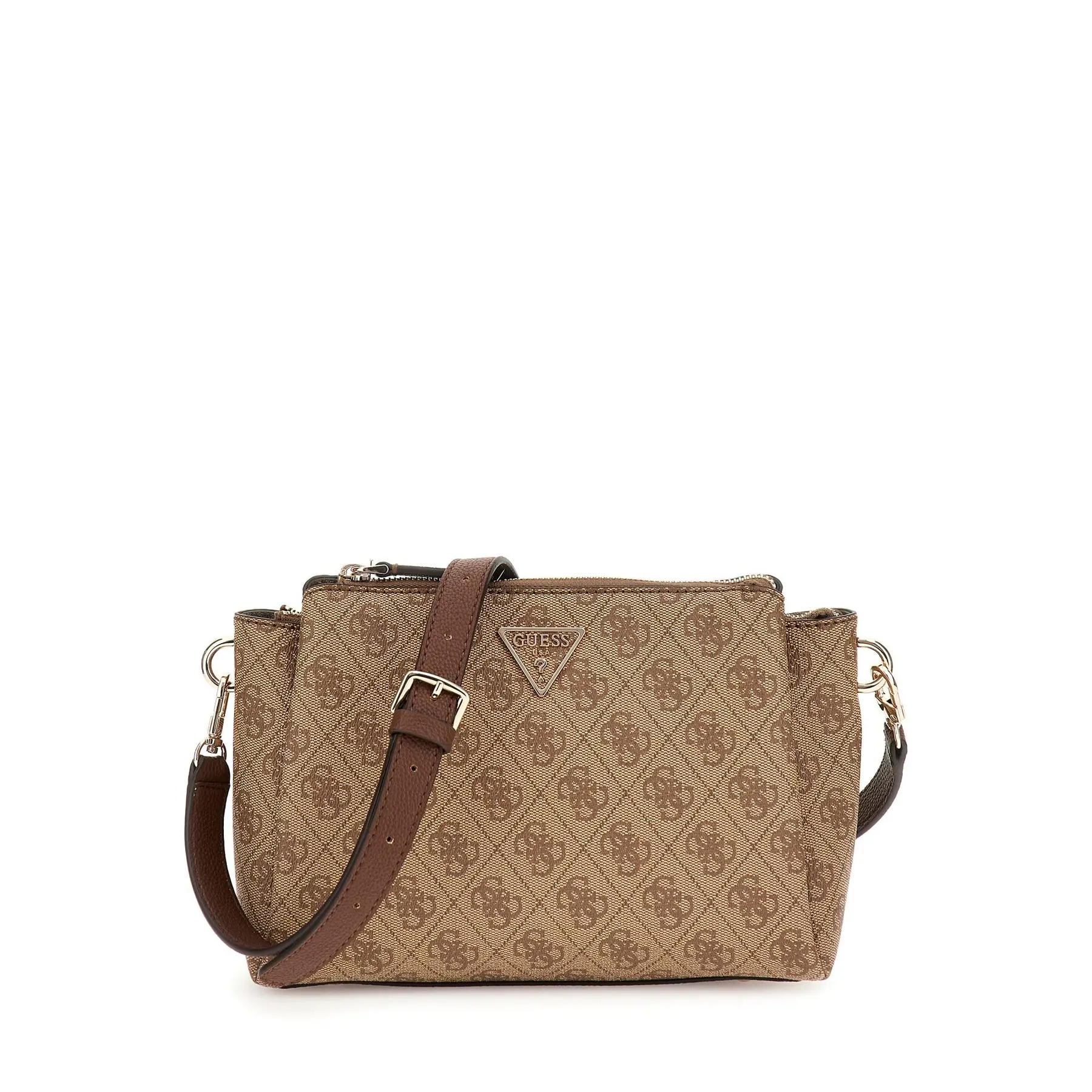 0190231843160 - GUESS Umhängetasche Reißverschluss Logo-Muster für Damen braun