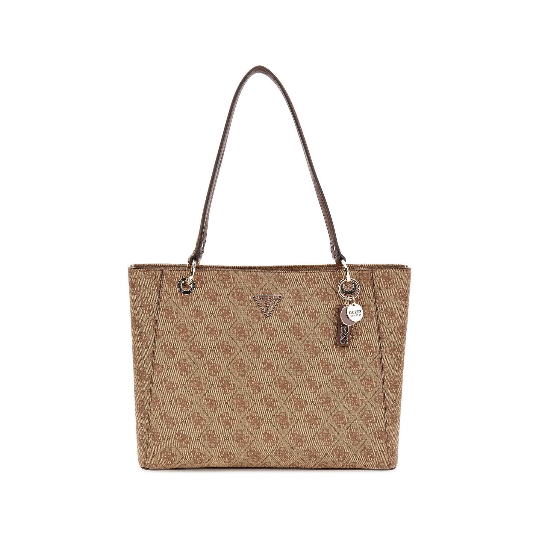 0190231758396 - GUESS Shopper Logo-Muster Reißverschluss für Damen braun