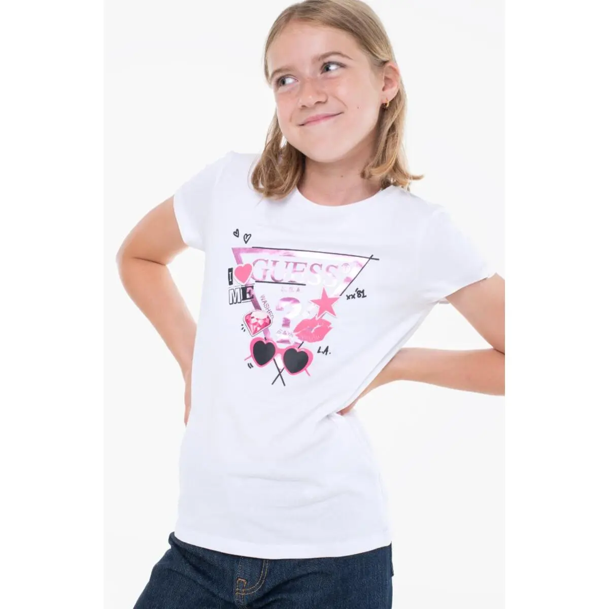 7620837679465 - Mädchen T-Shirt mit kurzen Ärmeln aus Baumwolle Guess