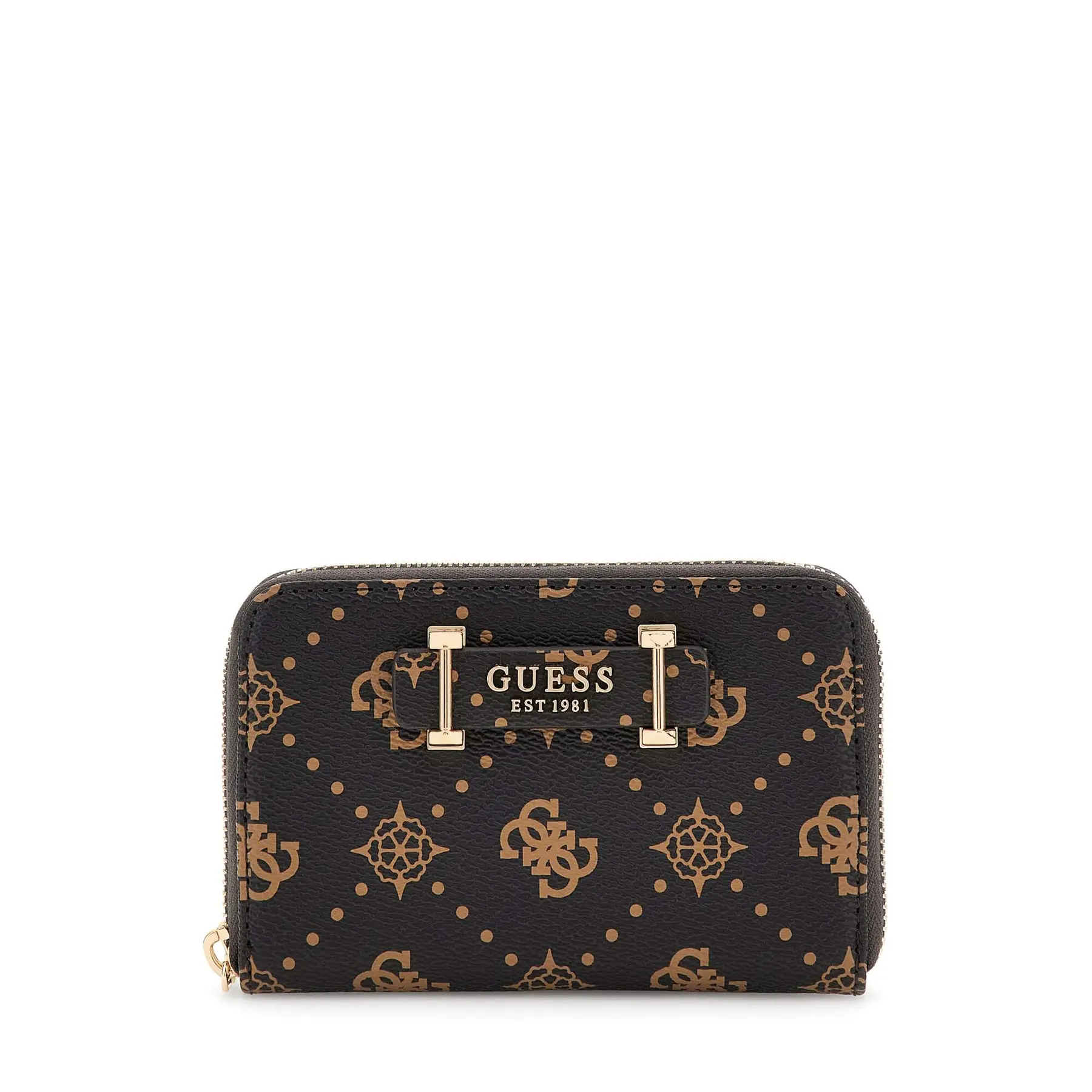 Guess Portafoglio Silia Slg Medium Zip Around Espresso Logo Marrone Scuro-image