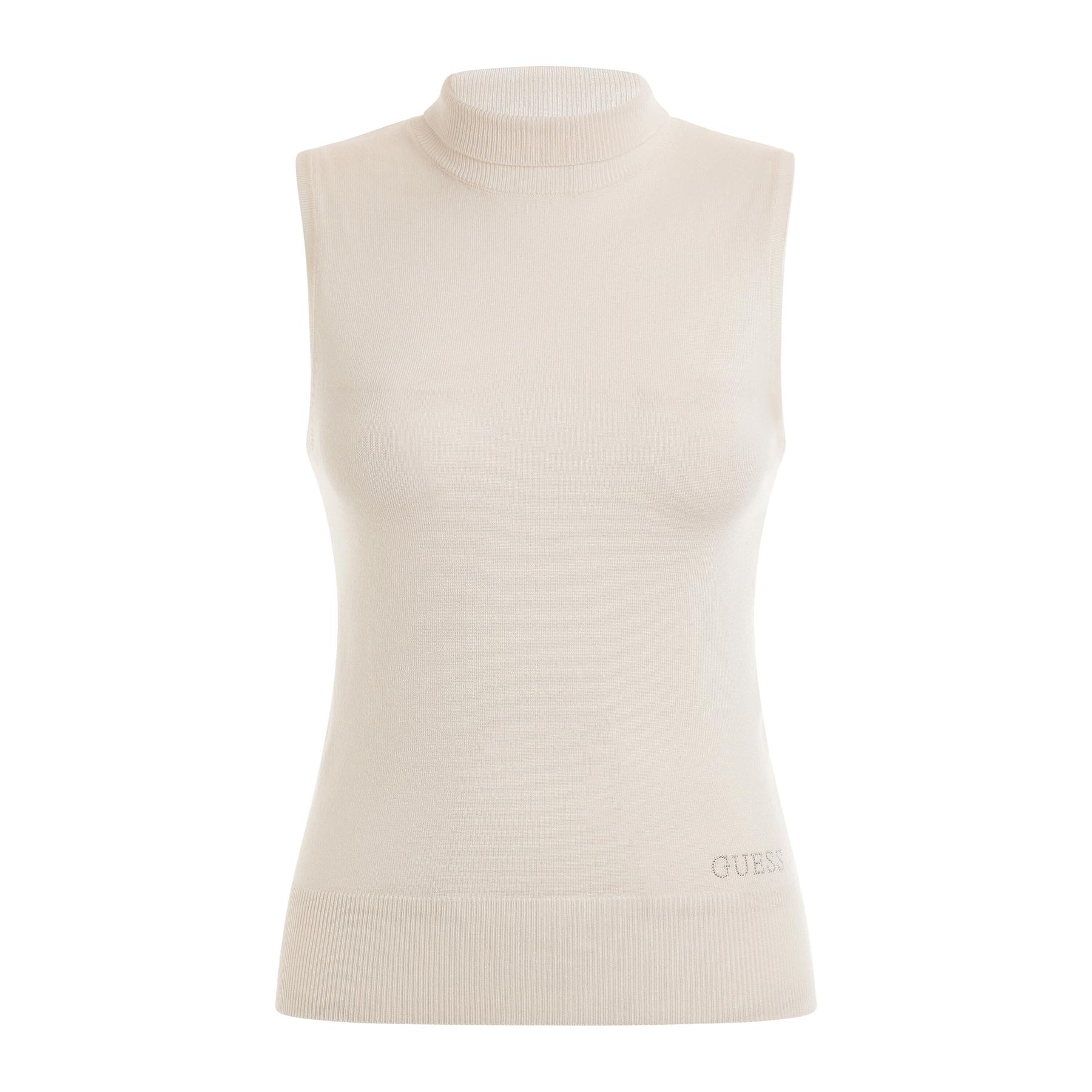 7621826968966 - GUESS Top Rollkragen Rippbündchen für Damen weiß L