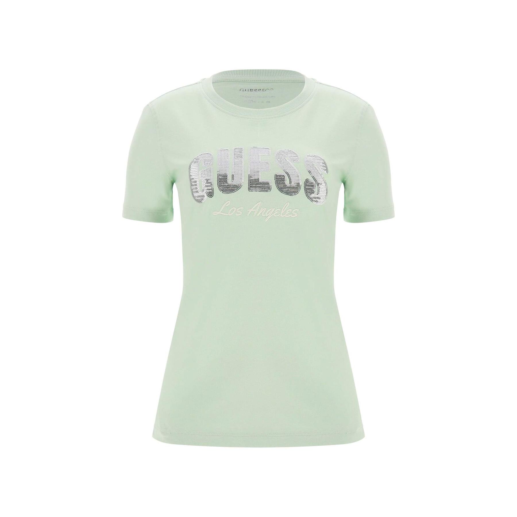 7626101364273 - Frauen T-Shirt mit Paillettenlogo Guess