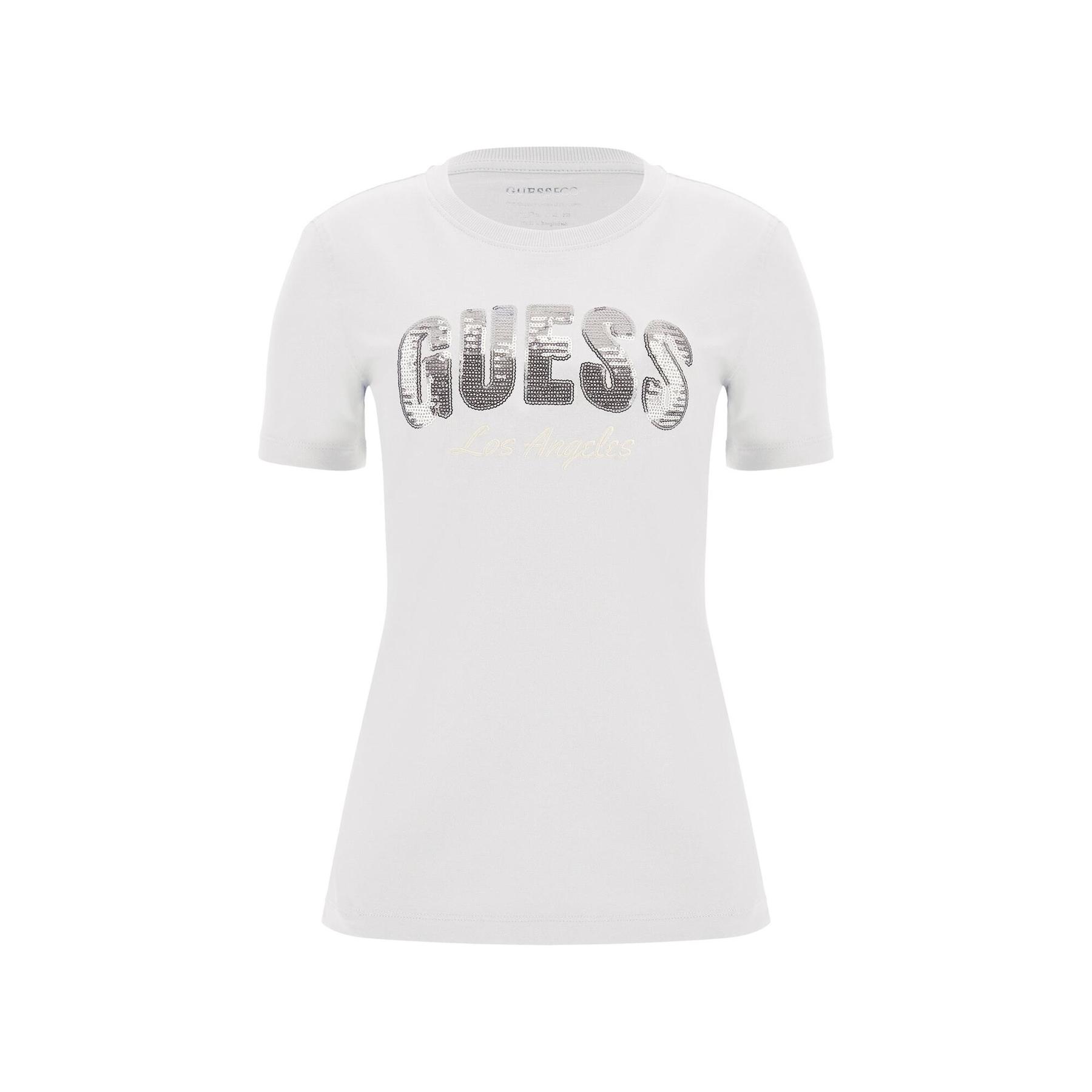 T-shirt con logo a paillettes donna