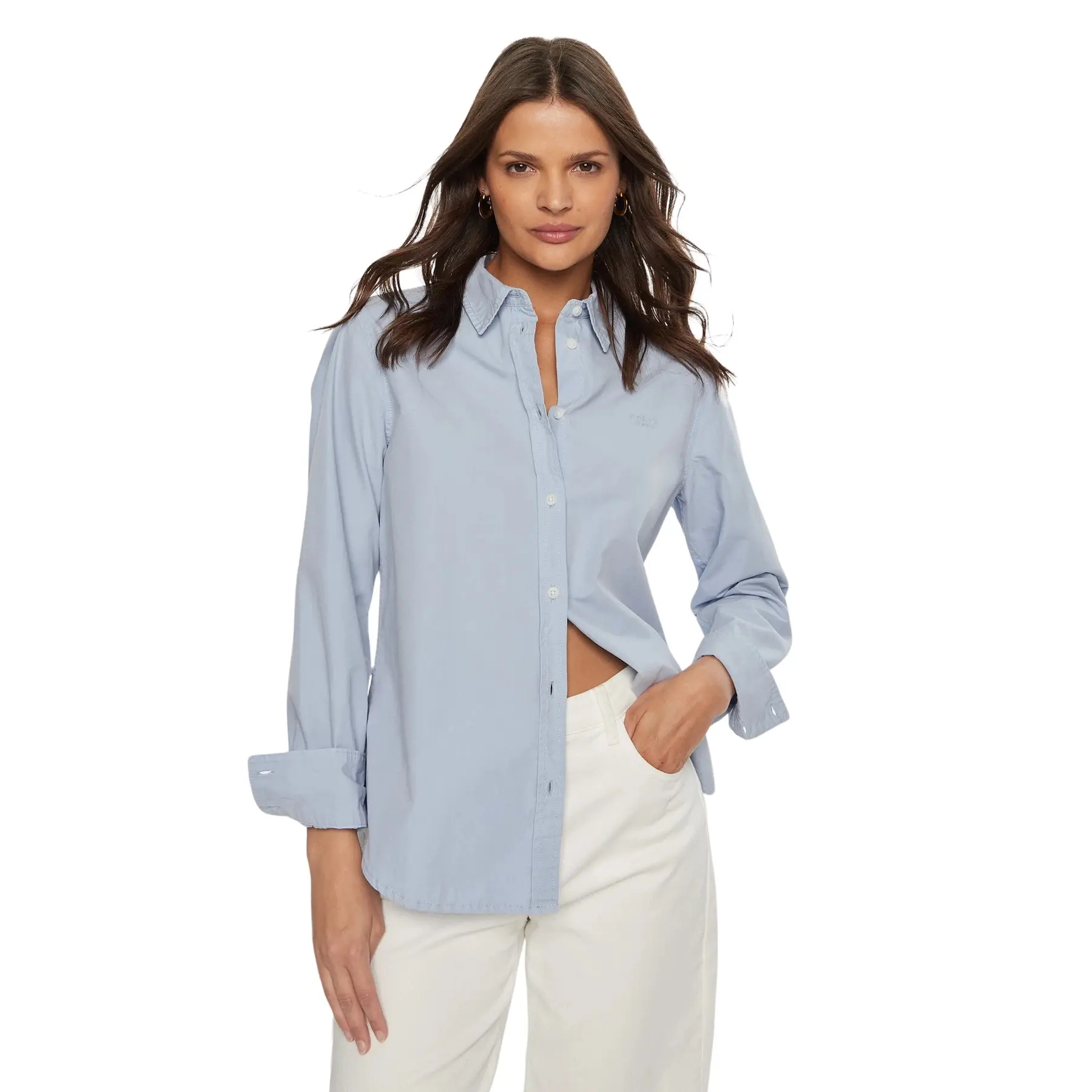 7618391214185 - Langarmhemd mit gesticktem Logo für Damen Guess