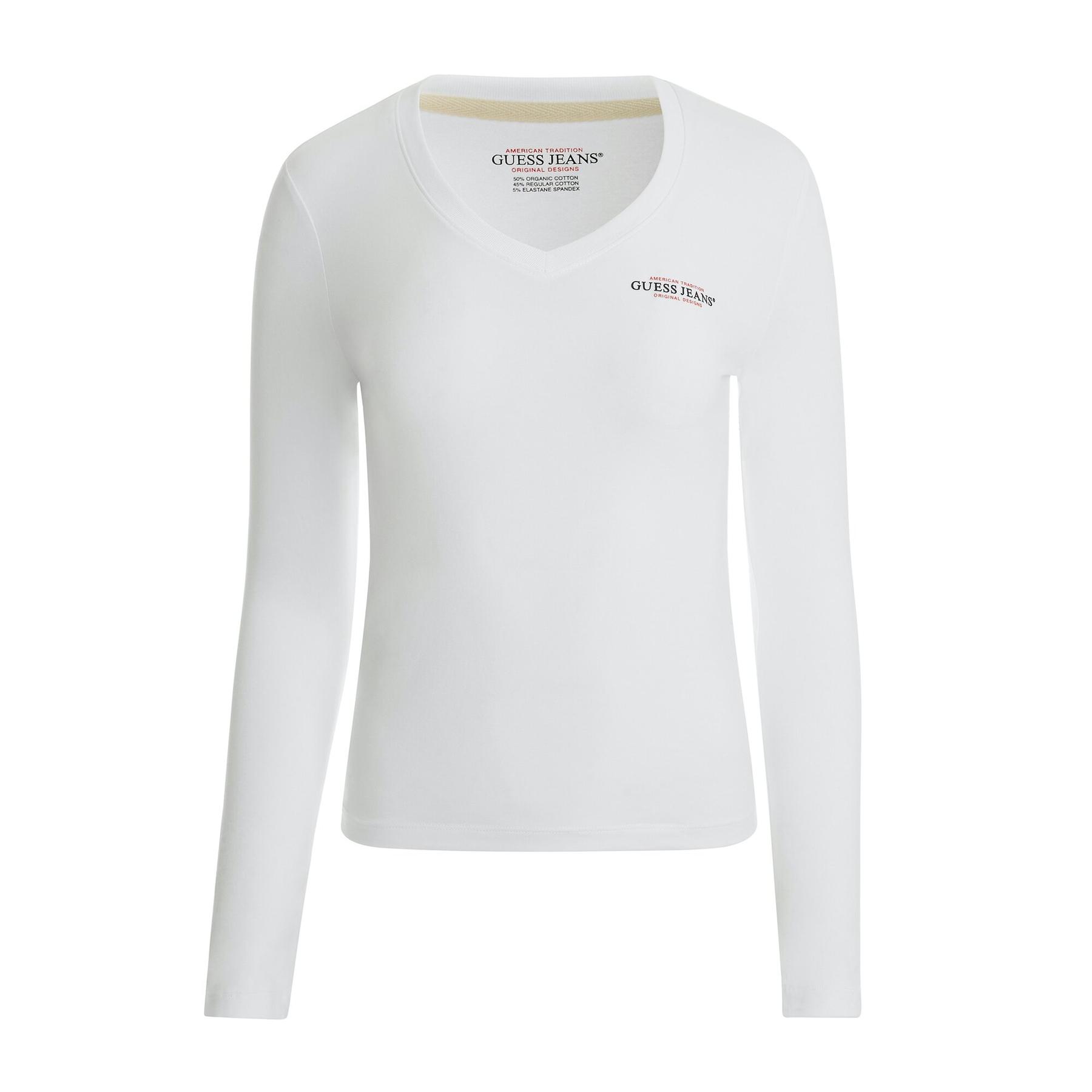7618391212969 - Slim Fit Langarm T-Shirt mit V-Ausschnitt Mini America Damen Guess