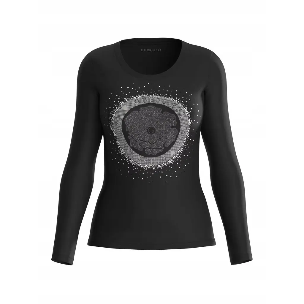 7618391534498 - T-Shirt mit Peonienmotiv Langarm Damen Guess