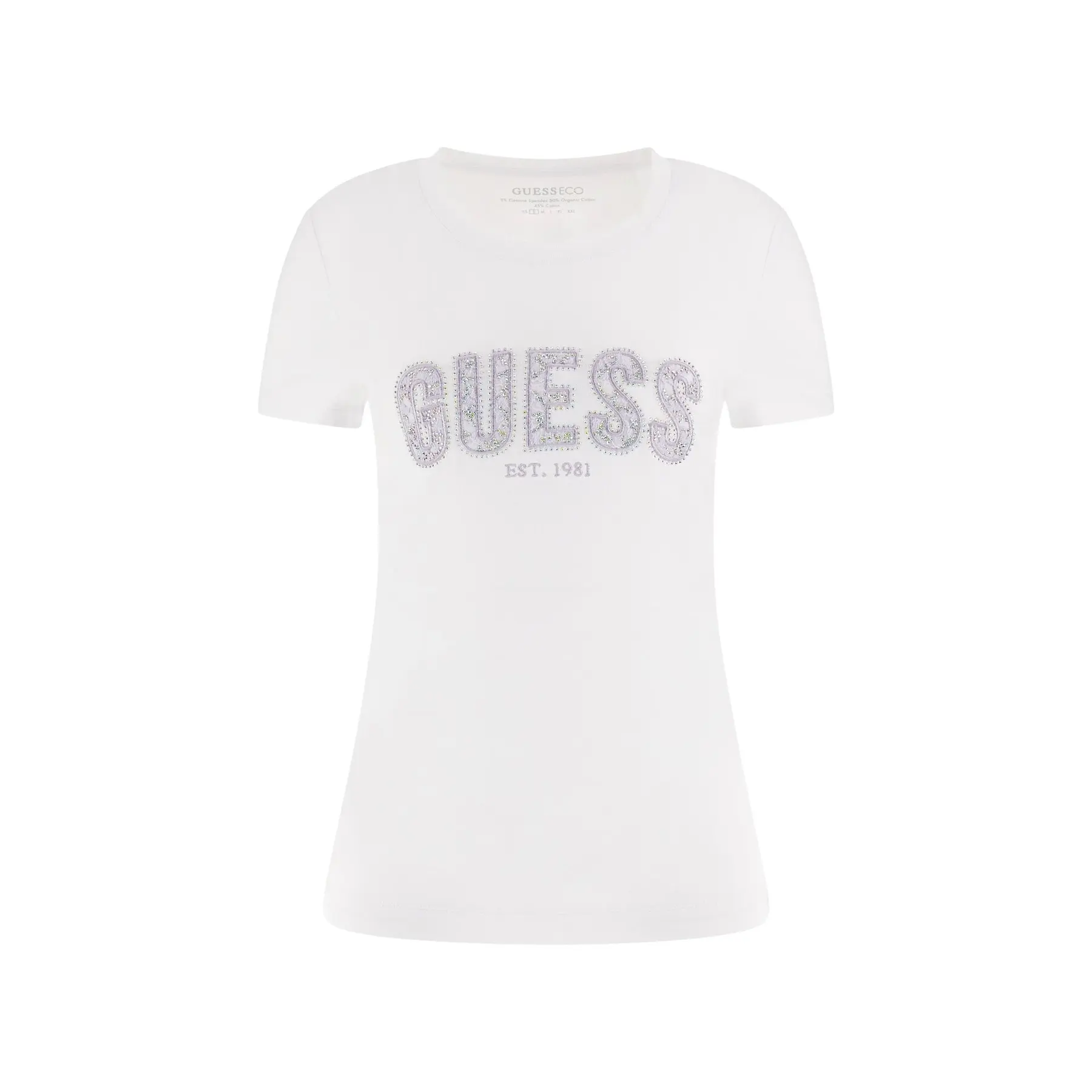7620837006360 - Damen T-Shirt mit Rundhalsausschnitt aus Spitze Guess 7620837006360 - Damen T-Shirt mit Rundhalsausschnitt aus Spitze Guess