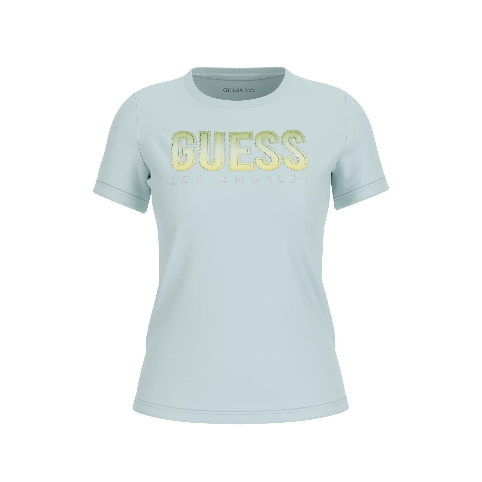 7620837007091 - Damen T-Shirt mit Rundhalsausschnitt und schimmerndem Logo Guess 7620837007091 - Damen T-Shirt mit Rundhalsausschnitt und schimmerndem Logo Guess