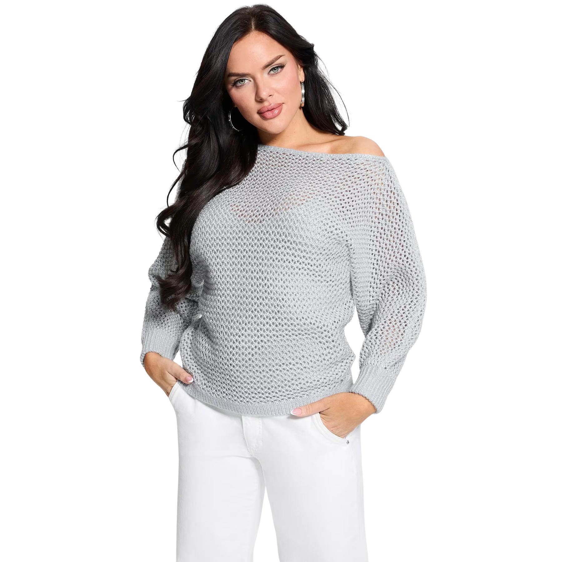 7626741462032 - Off-Shoulder Sweatshirt Damen Poa Metallic