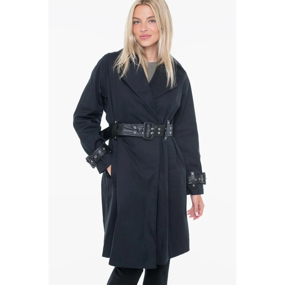 7628907170607 - Mantel mit Gürtel Damen Raphaelle Pu