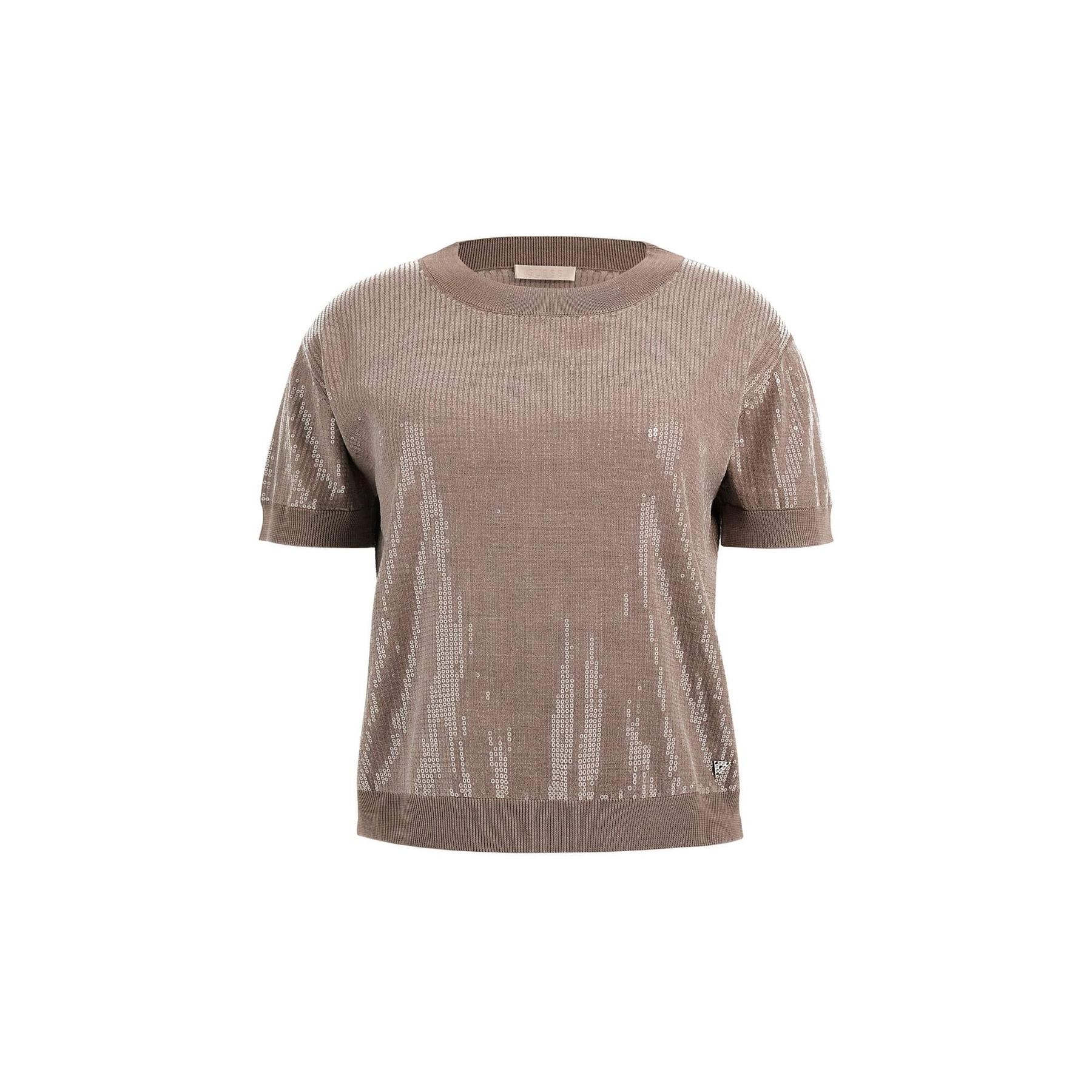 7628907006951 - Rundhalsausschnitt T-Shirt mit kurzen Ärmeln für Damen Juniper Sequins