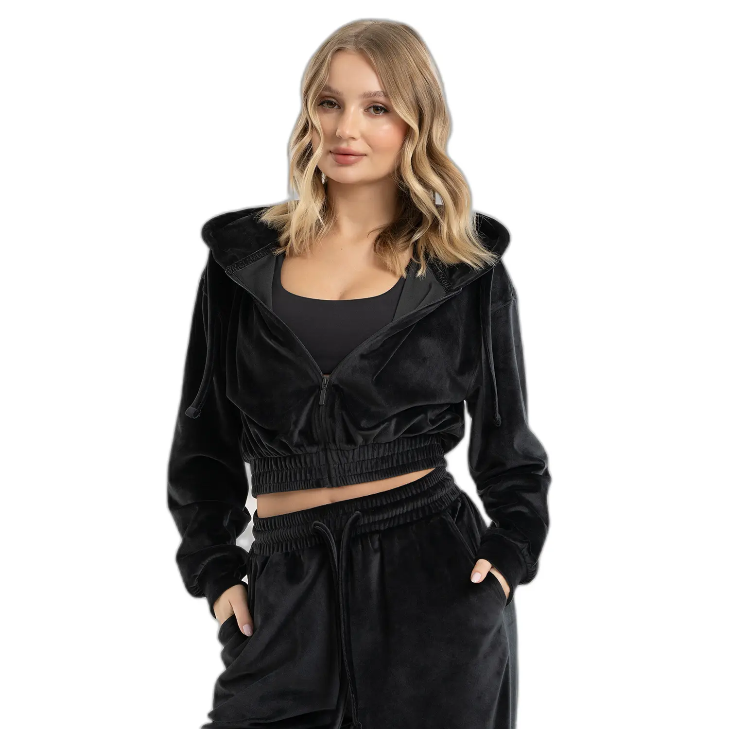 Sweatshirt zippée en velours femme Gym Glamour