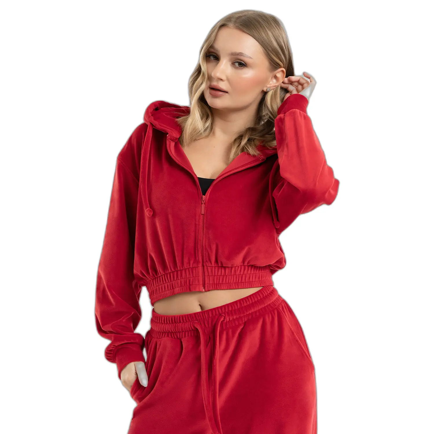 Sweatshirt zippée en velours femme Gym Glamour