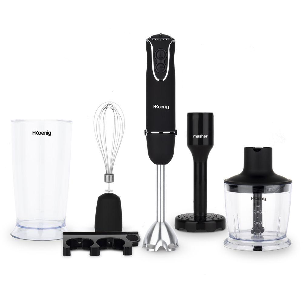 3760124952704 - MIX75 Stabmixer-Set   Mixbecher Schneebesen und Pürierstab   5 Geschwindigkeitsstufen   750 W   Spülmaschinenfest   Edelstahl   schwarz