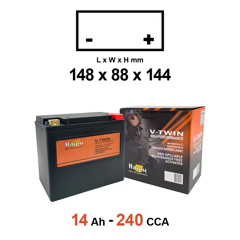 Motorradbatterie Haijiu V-Twin HVT14L