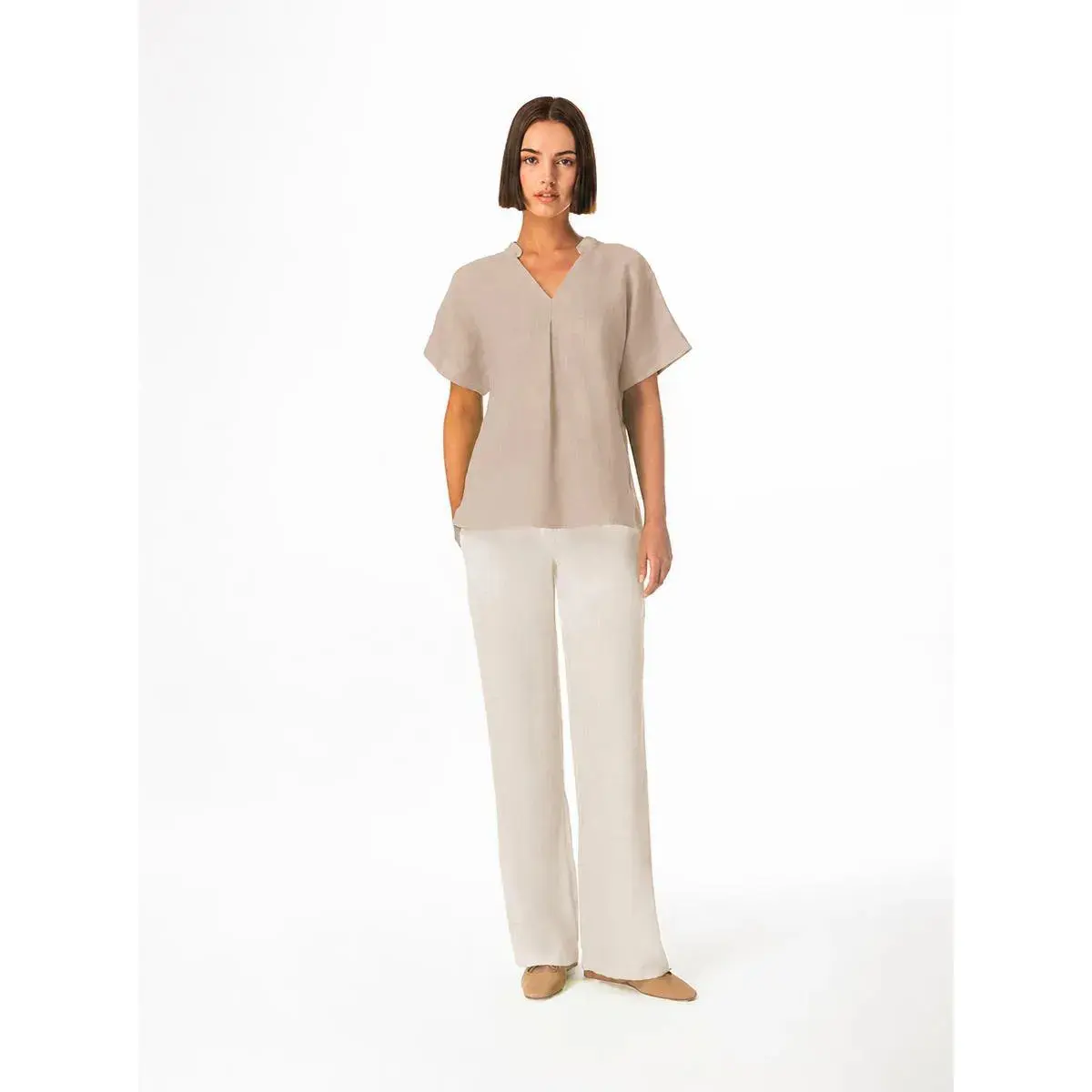 Blusa a scollo a V da donna  Essentials Front Pleat