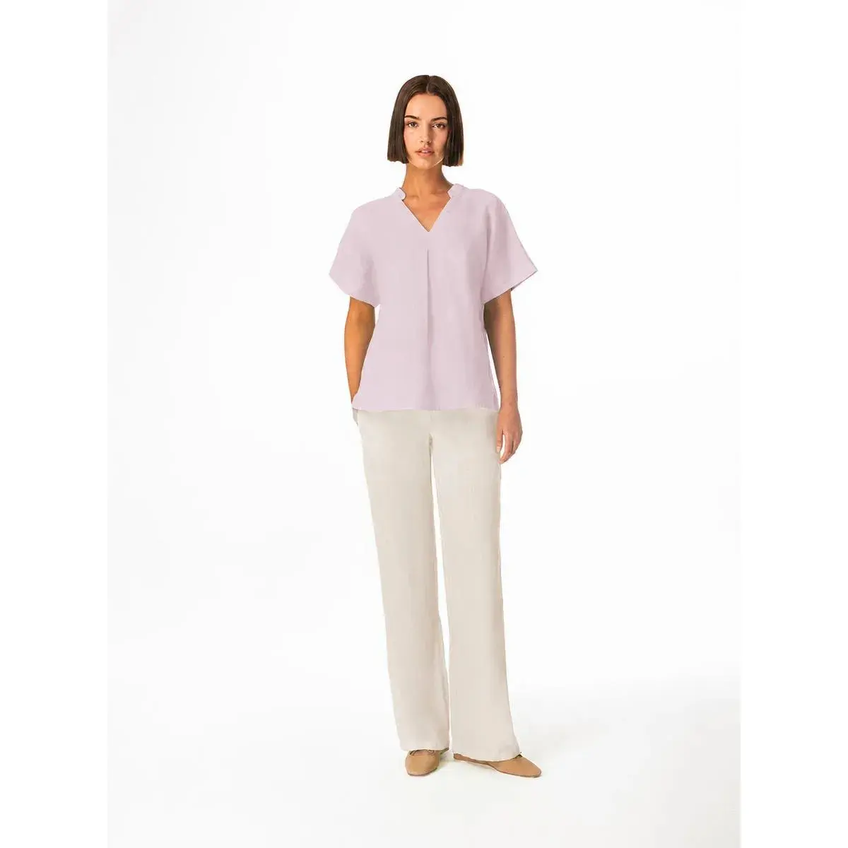 Blusa a scollo a V da donna  Essentials Front Pleat