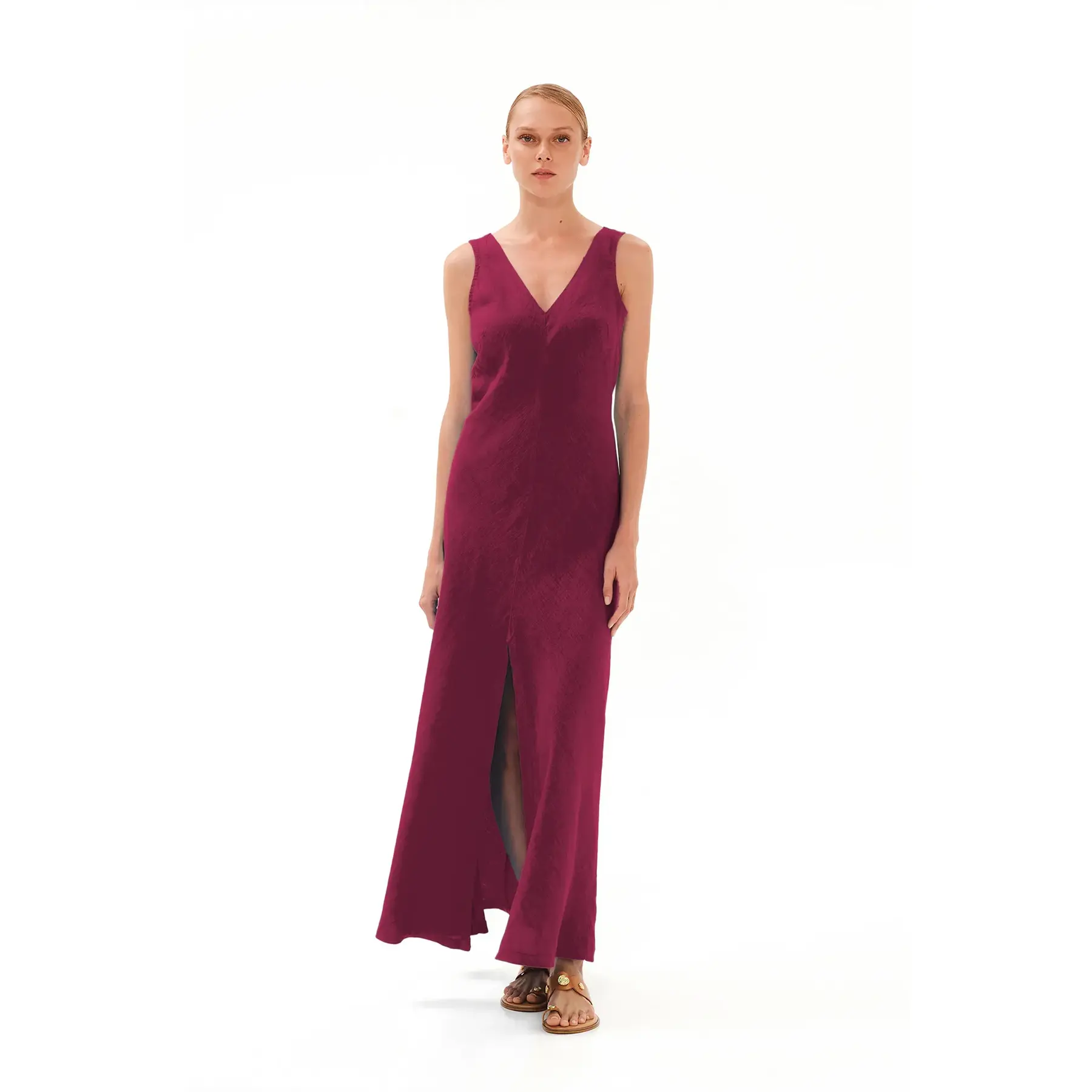 V-Ausschnitt Kleid mit Schlitzen für Damen Haris Cotton Essentials