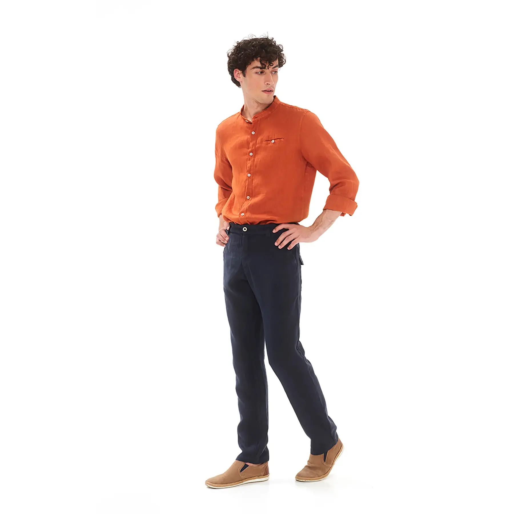 Leinenhose klassische Passform Haris Cotton