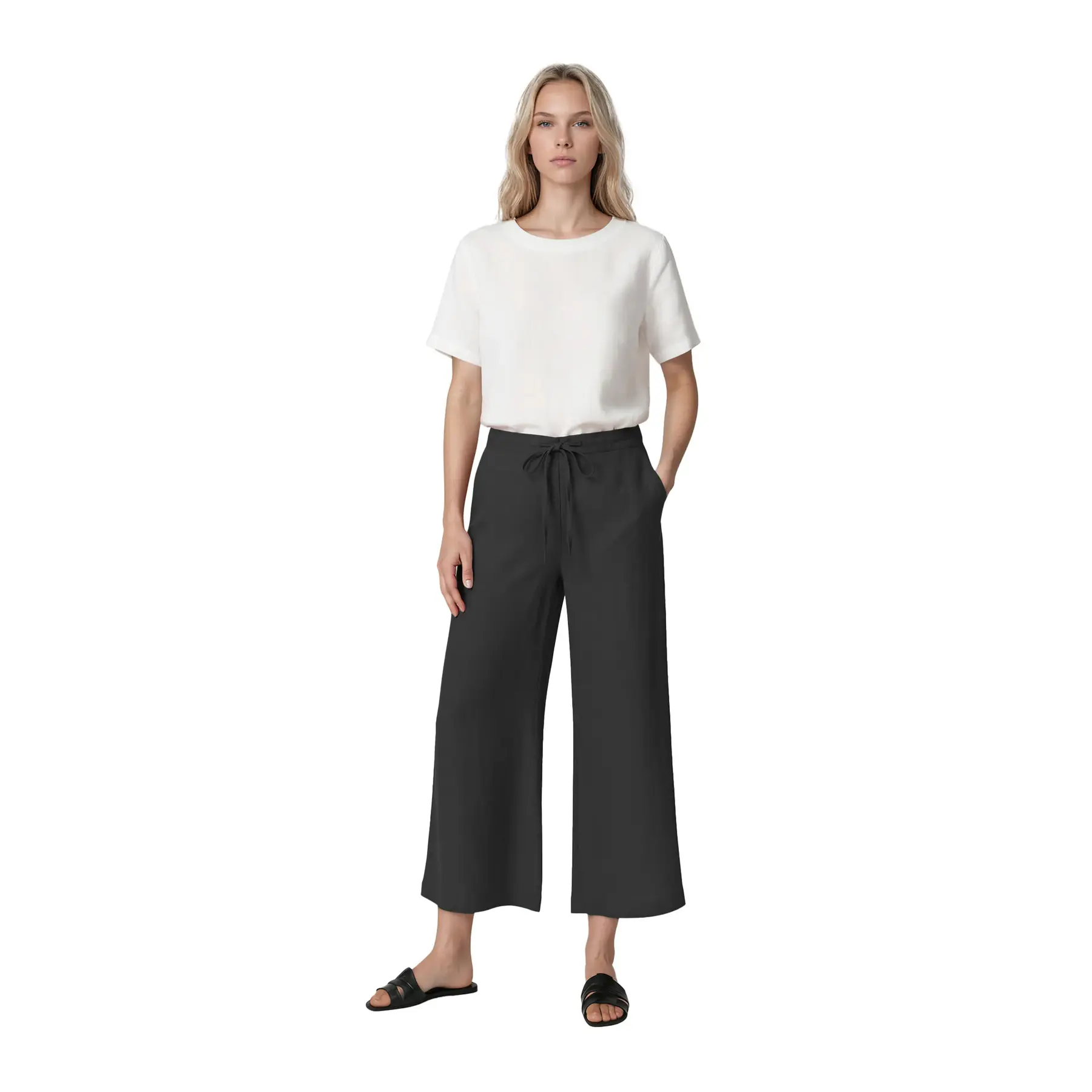 Weite Hose Damen Haris Cotton Essentials Drawstring Waist
