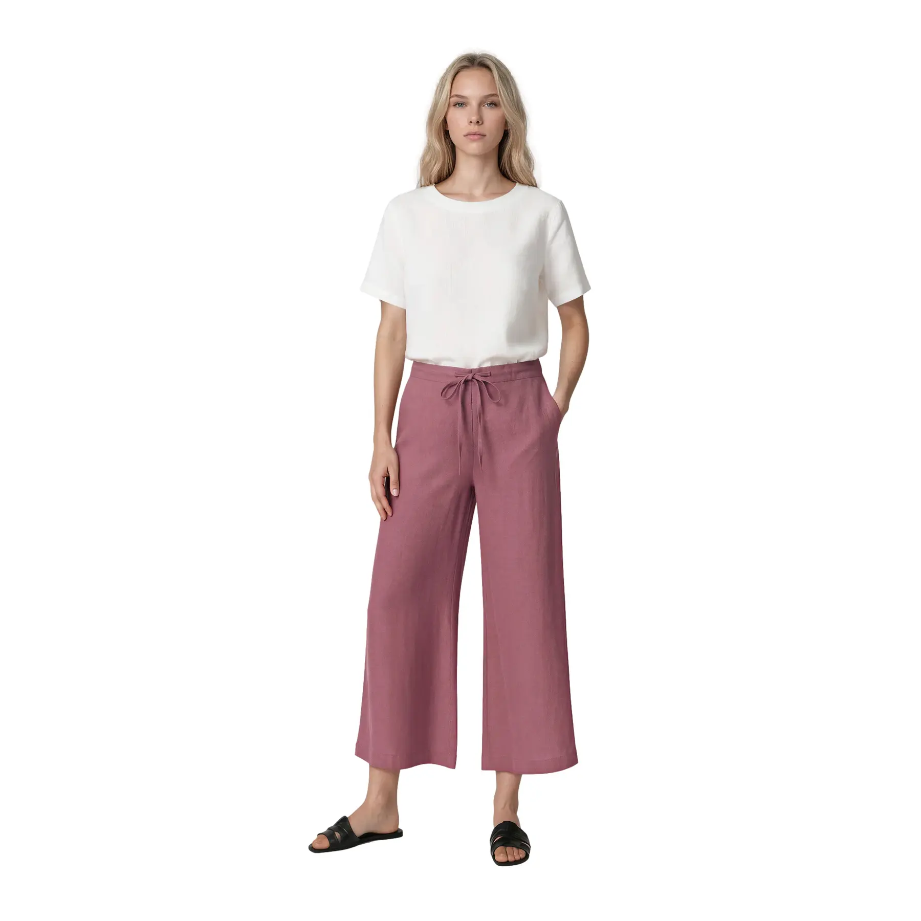 Weite Hose Damen Haris Cotton Essentials Drawstring Waist