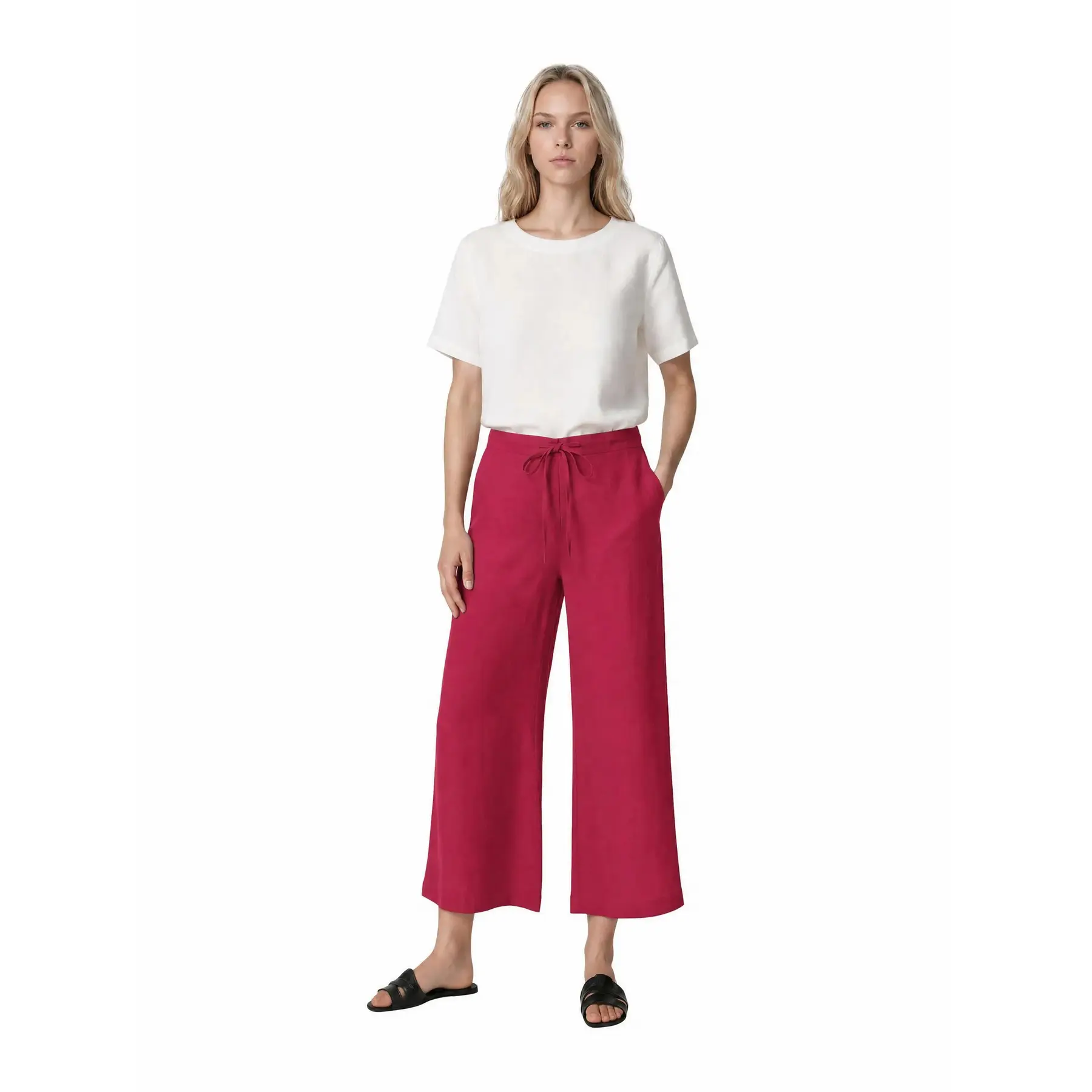 Weite Hose Damen Haris Cotton Essentials Drawstring Waist