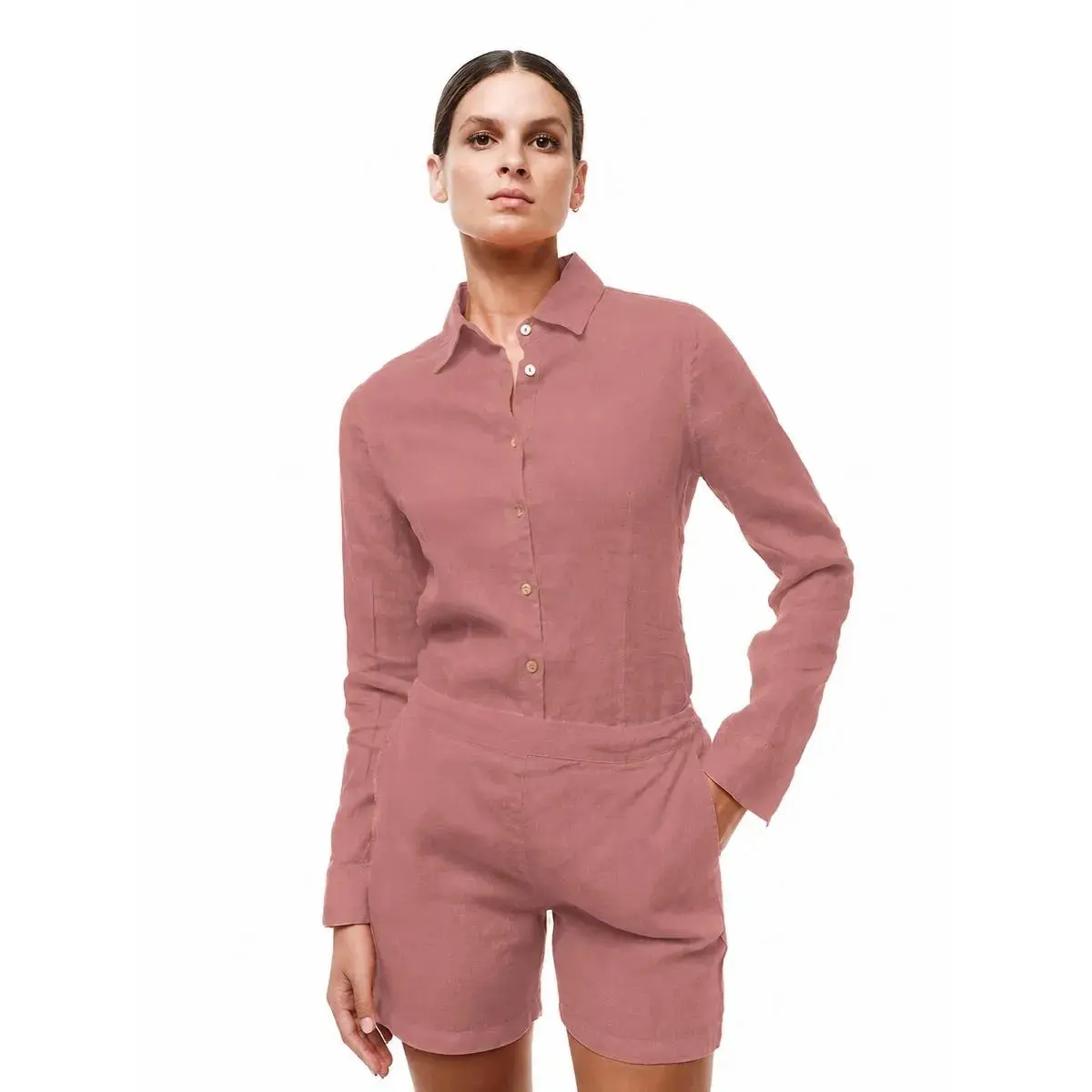 Camicia a maniche lunghe in lino donna  Essentials