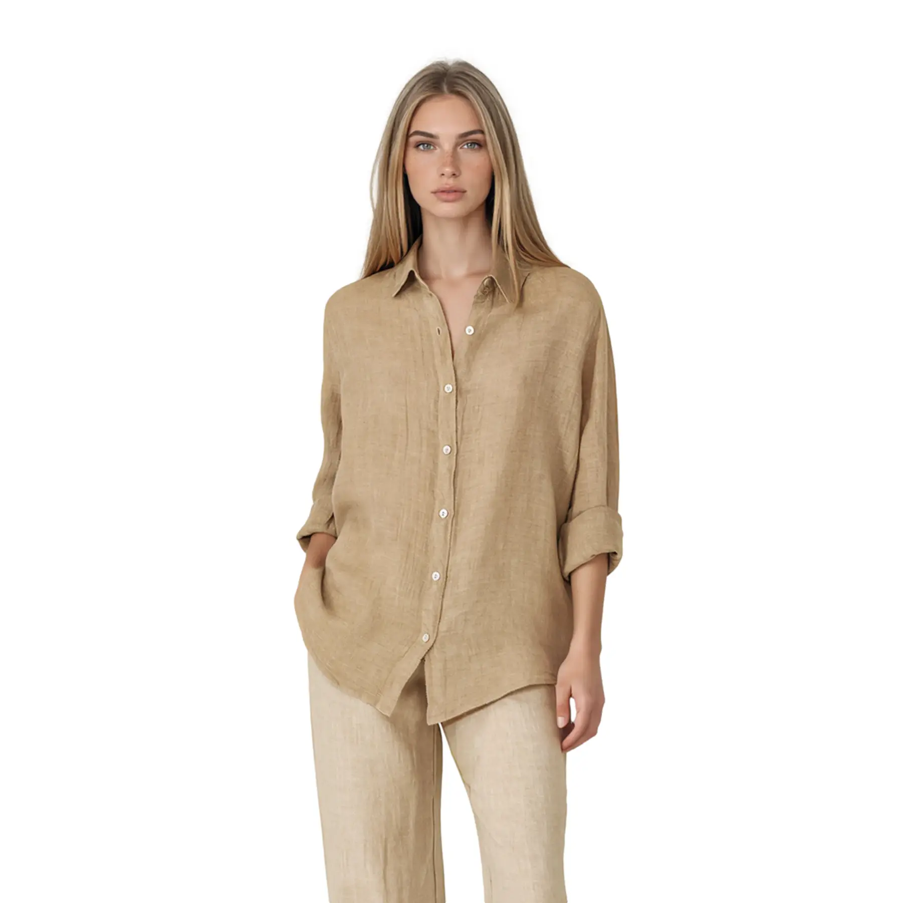 Camicia a maniche lunghe in garza donna  Essentials