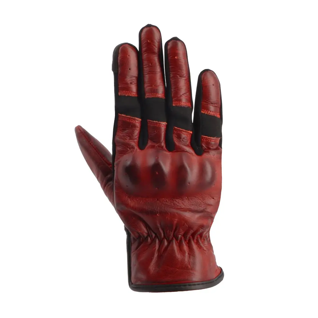 Gants cuir/textile femme Helstons Holy rouge/noir- T6