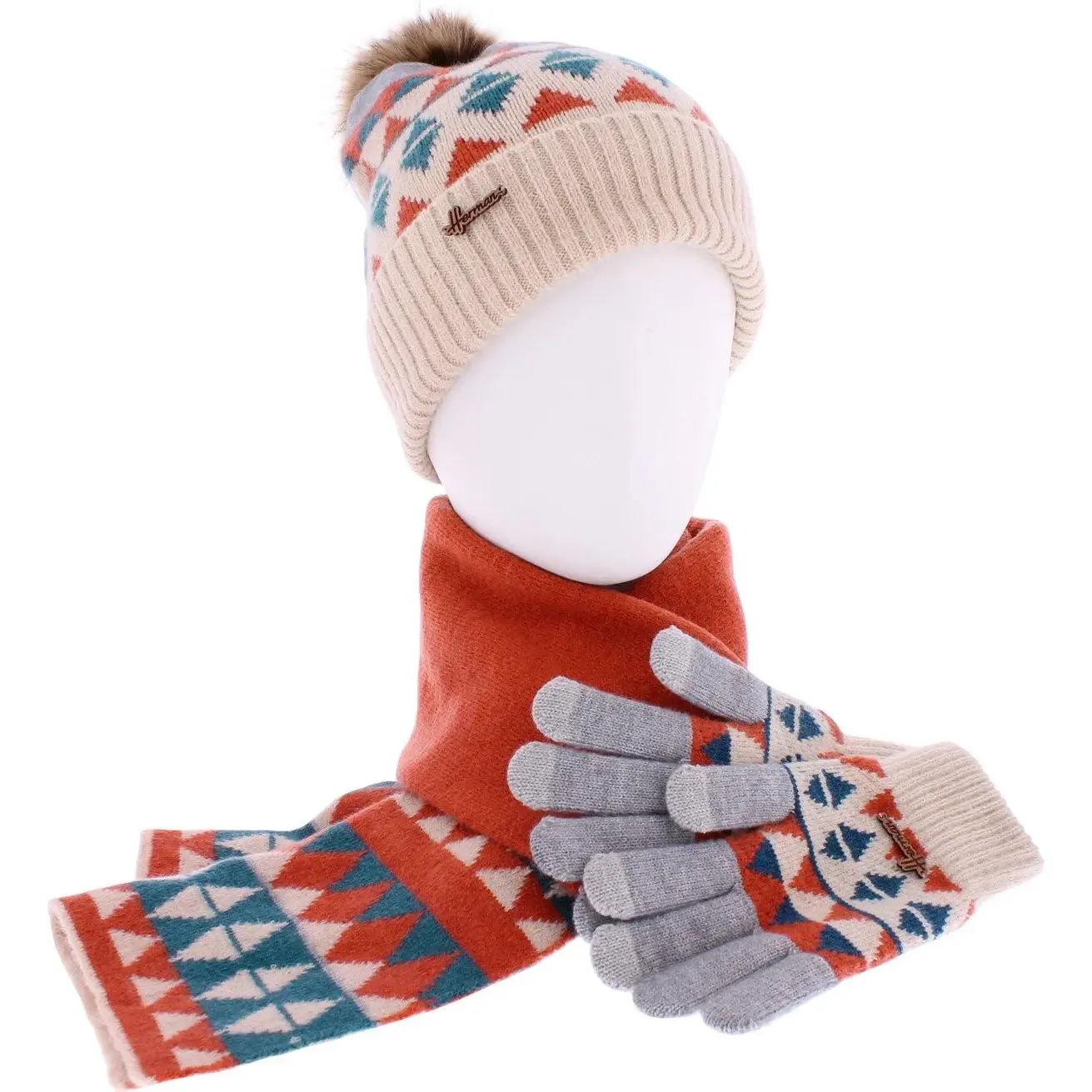 Set met pomponmuts, handschoenen en sjaal voor kinderen Herman Belgium Louise