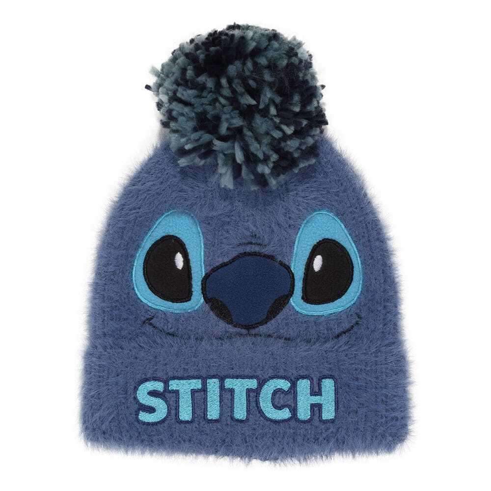 5056688525743 - Stitch Fluffy Pom Mütze blau