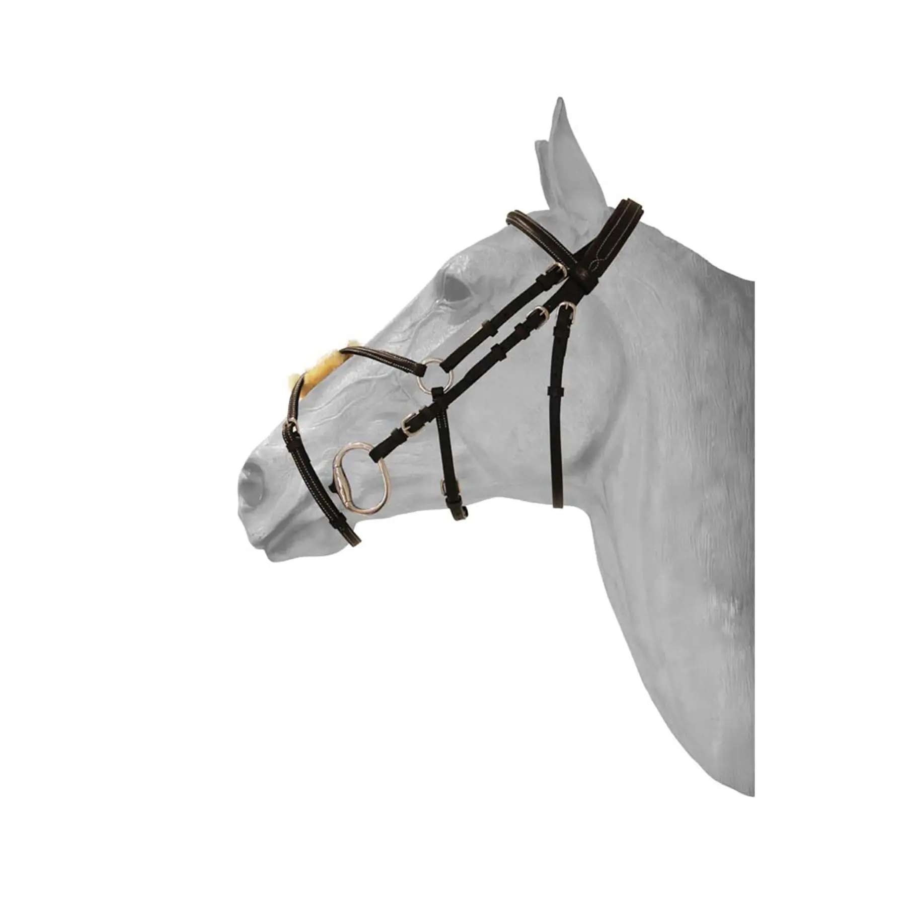 Hfi Marron Anatomical Mexican Double-Breasted Snaffle Bridle
