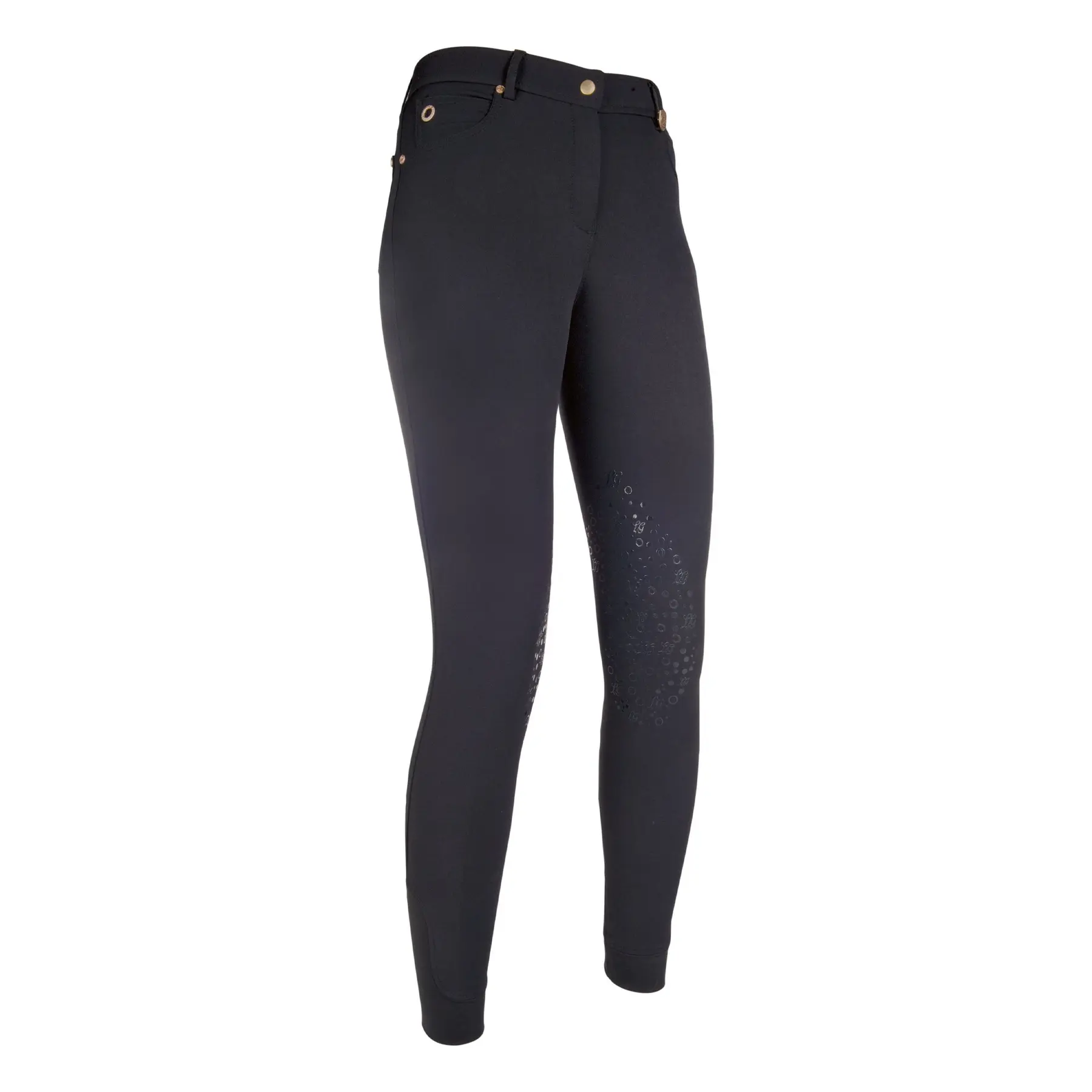 Hkm Mujer Noir Pantalón De Equitación Mid Grip Lg Basic