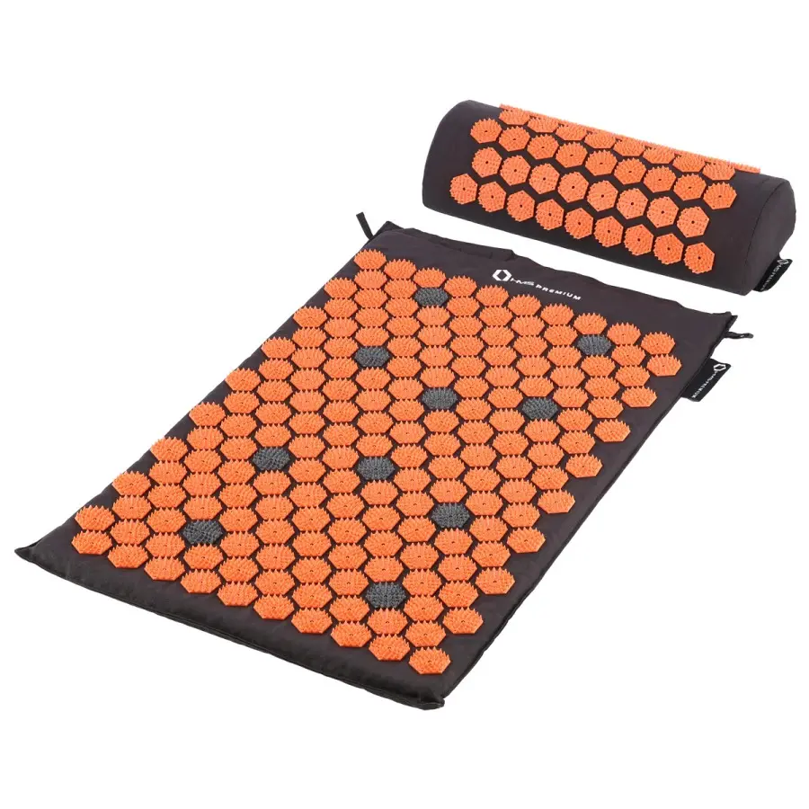 HMS PREMIUM - Akupressuur Set - Mat en Kussen - Czarno-Pomarańczowy - Ergonomisch
